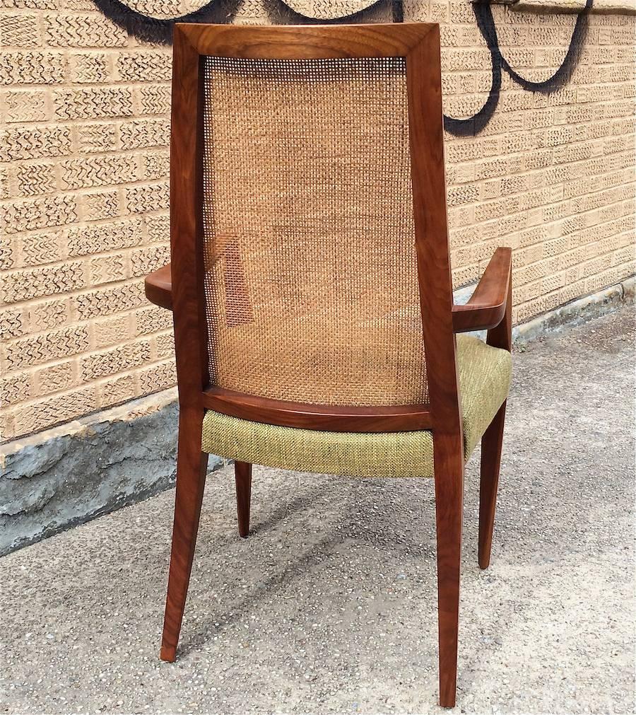MidCentury Modern Tall Cane Back Dining Chairs by Grosfeld House For