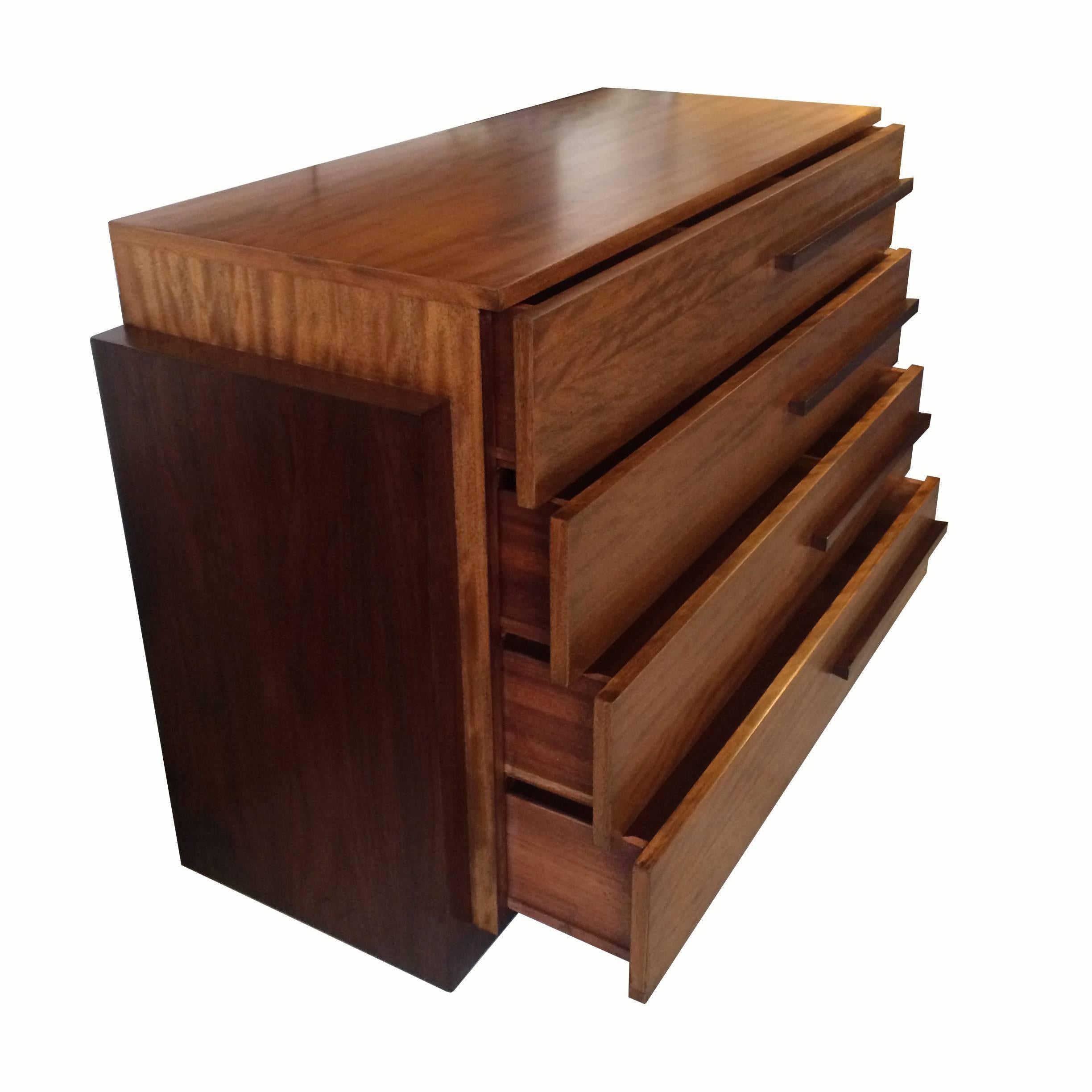 American Streamline Art Deco Satinwood and Walnut Dresser by Modernage