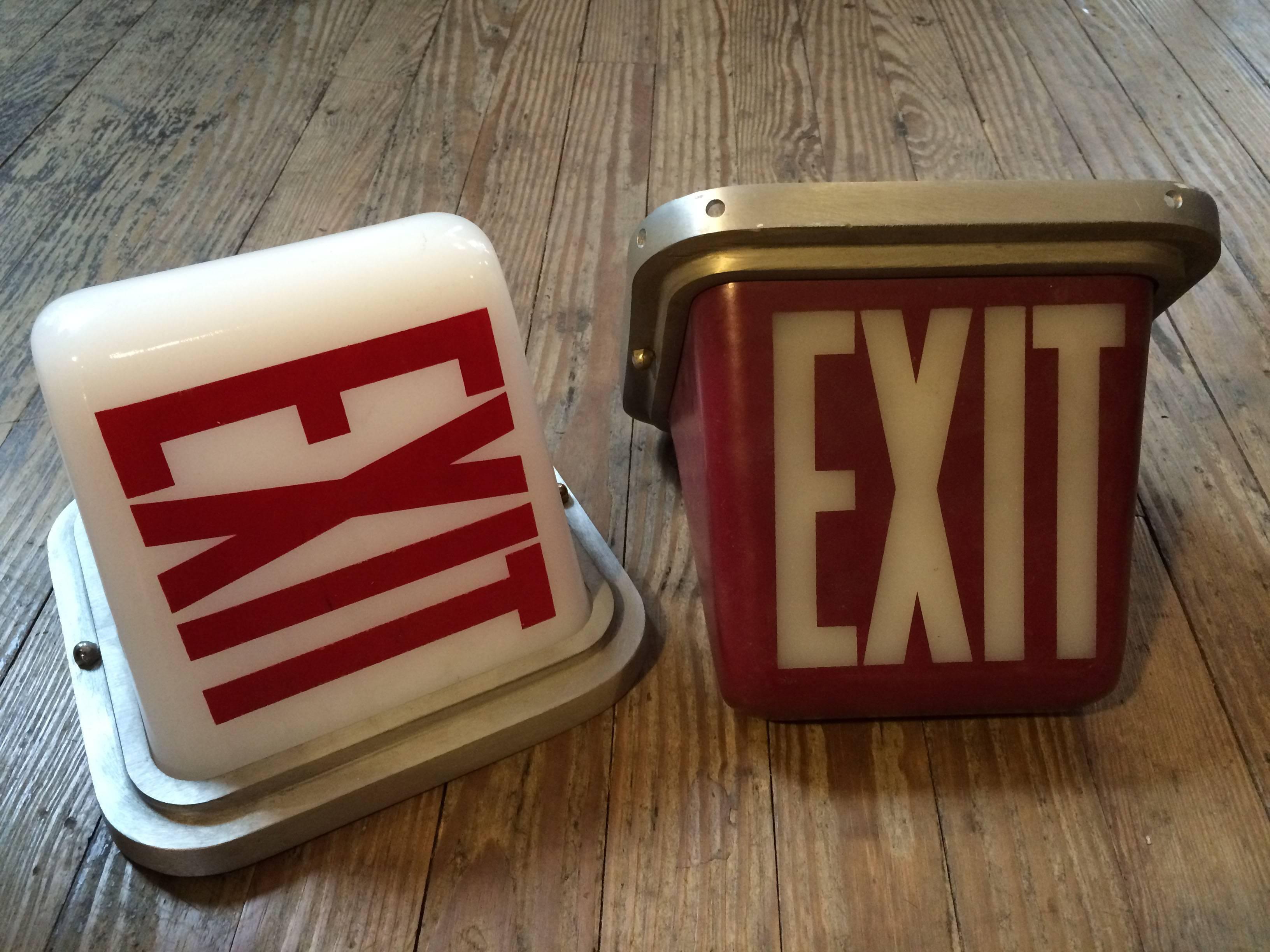 Mid-Century Modern Mid-Century Flush Mount and Wall Sconce Double-Sided Exit Lights