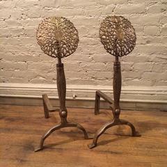 Pair of Arts & Crafts Andirons in the Style of Ernest Gimson