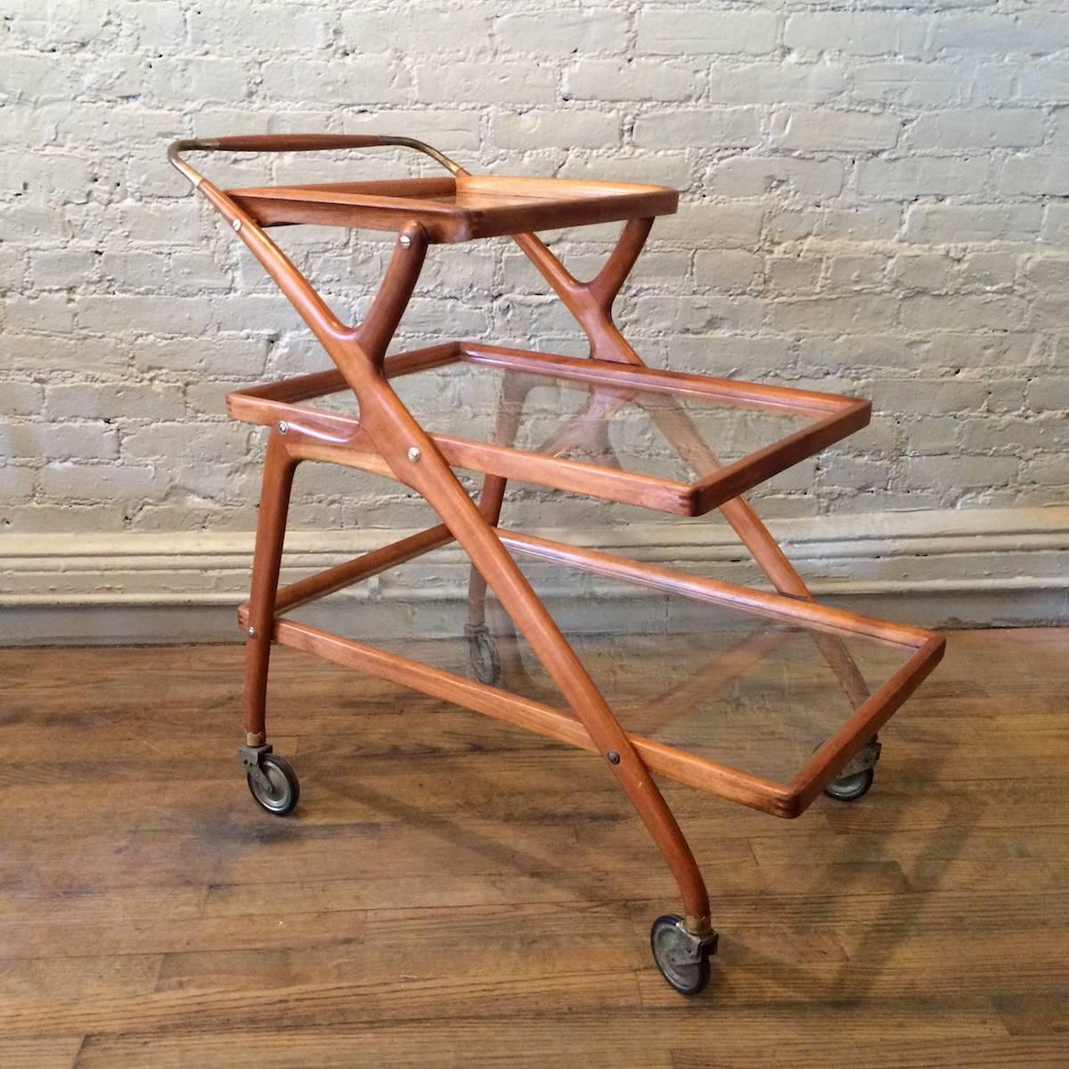 Three-Tier Teak Bar Cart by Cesare Lacca for Cassina 1