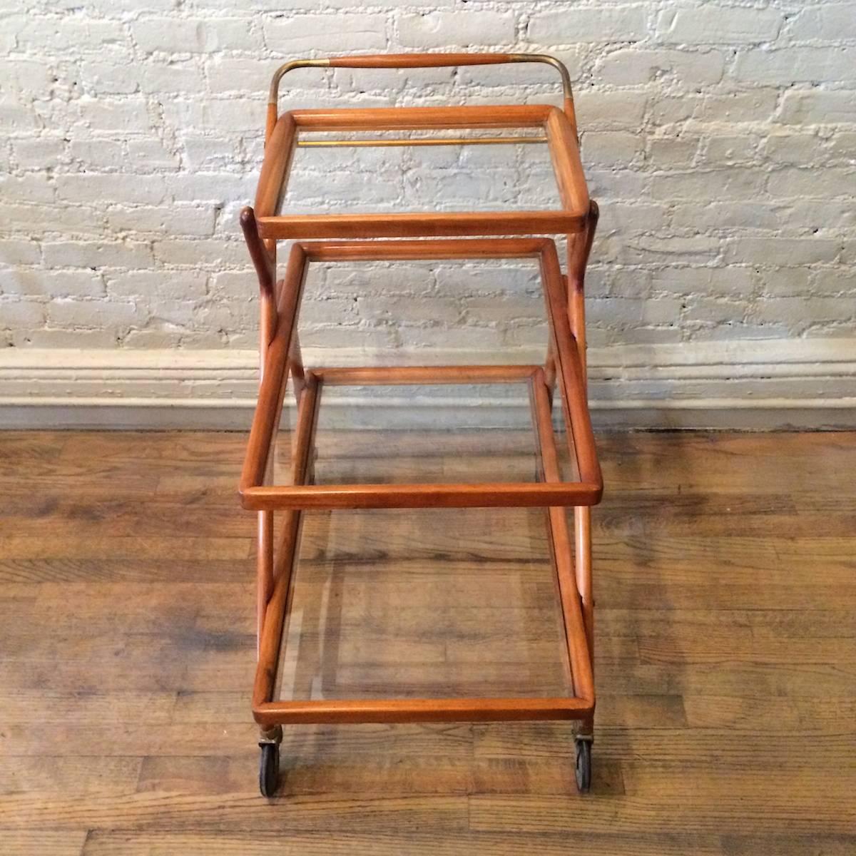 Mid-20th Century Three-Tier Teak Bar Cart by Cesare Lacca for Cassina