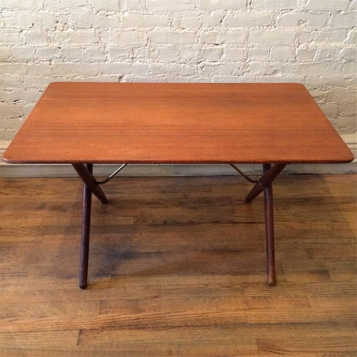 Danish Teak and Brass Occasional Table by Hans Wegner for Andreas Tuck