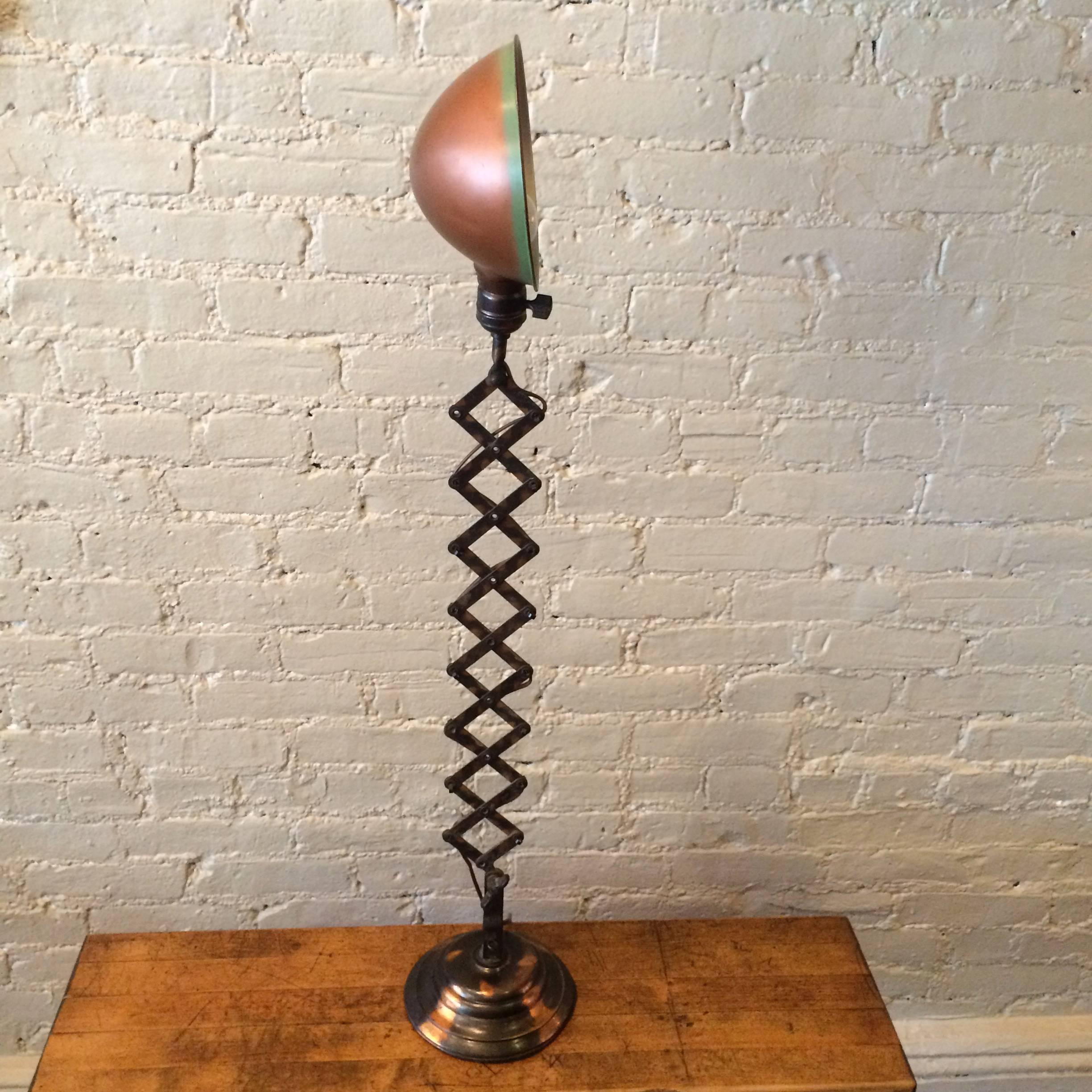 Early 20th Century Rare Industrial Faries Copper Scissor Lamp, circa 1918