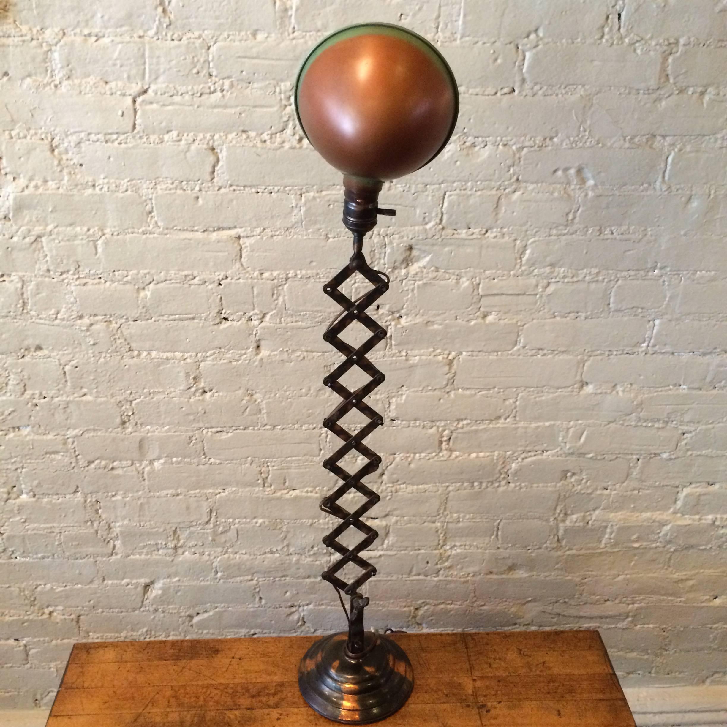 American Rare Industrial Faries Copper Scissor Lamp, circa 1918