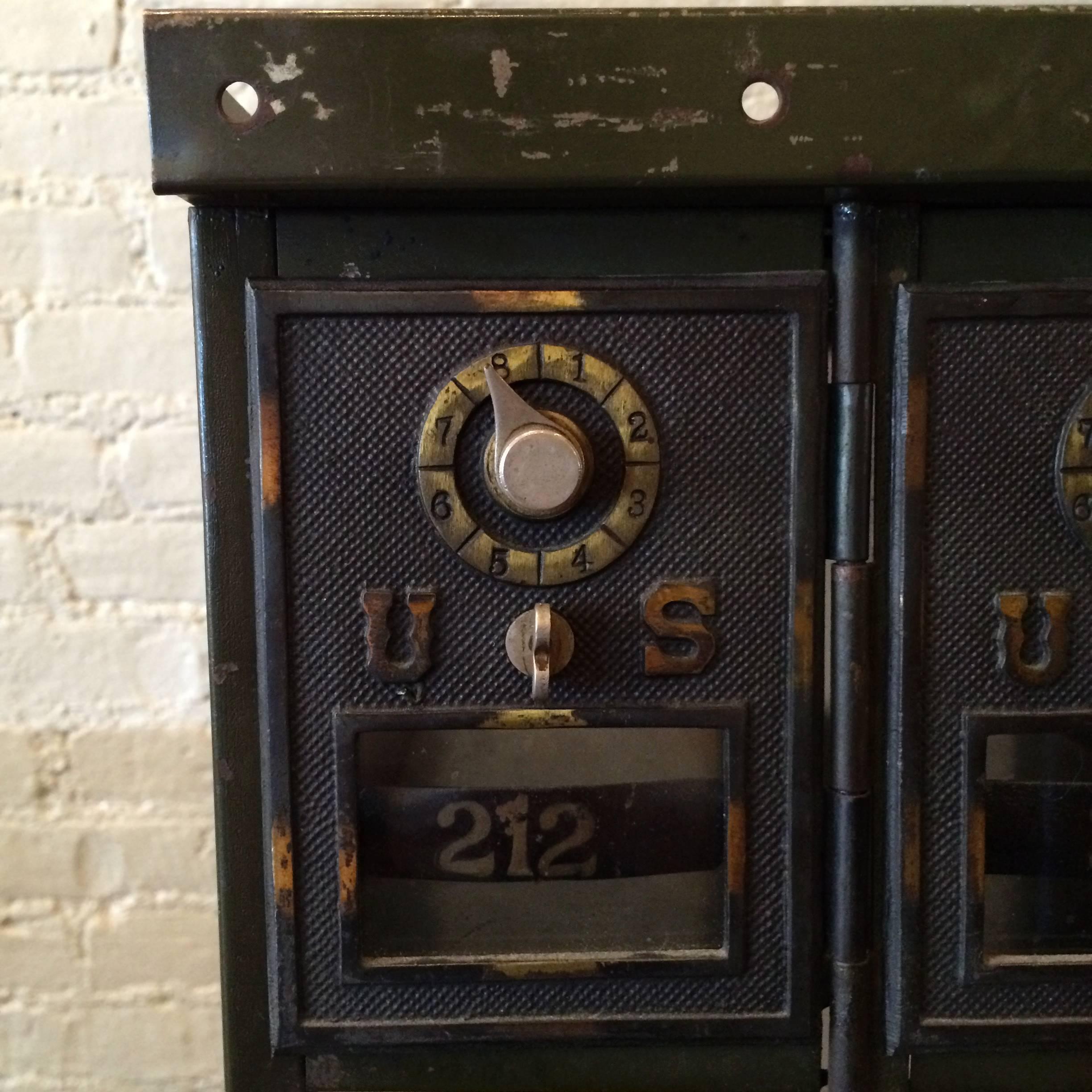 Painted Steel Us Post Office Mail Sorting Safe Box Unit In Good Condition In Brooklyn, NY