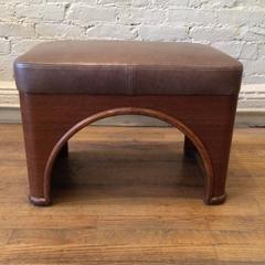 Art Deco Walnut and Leather Ottoman