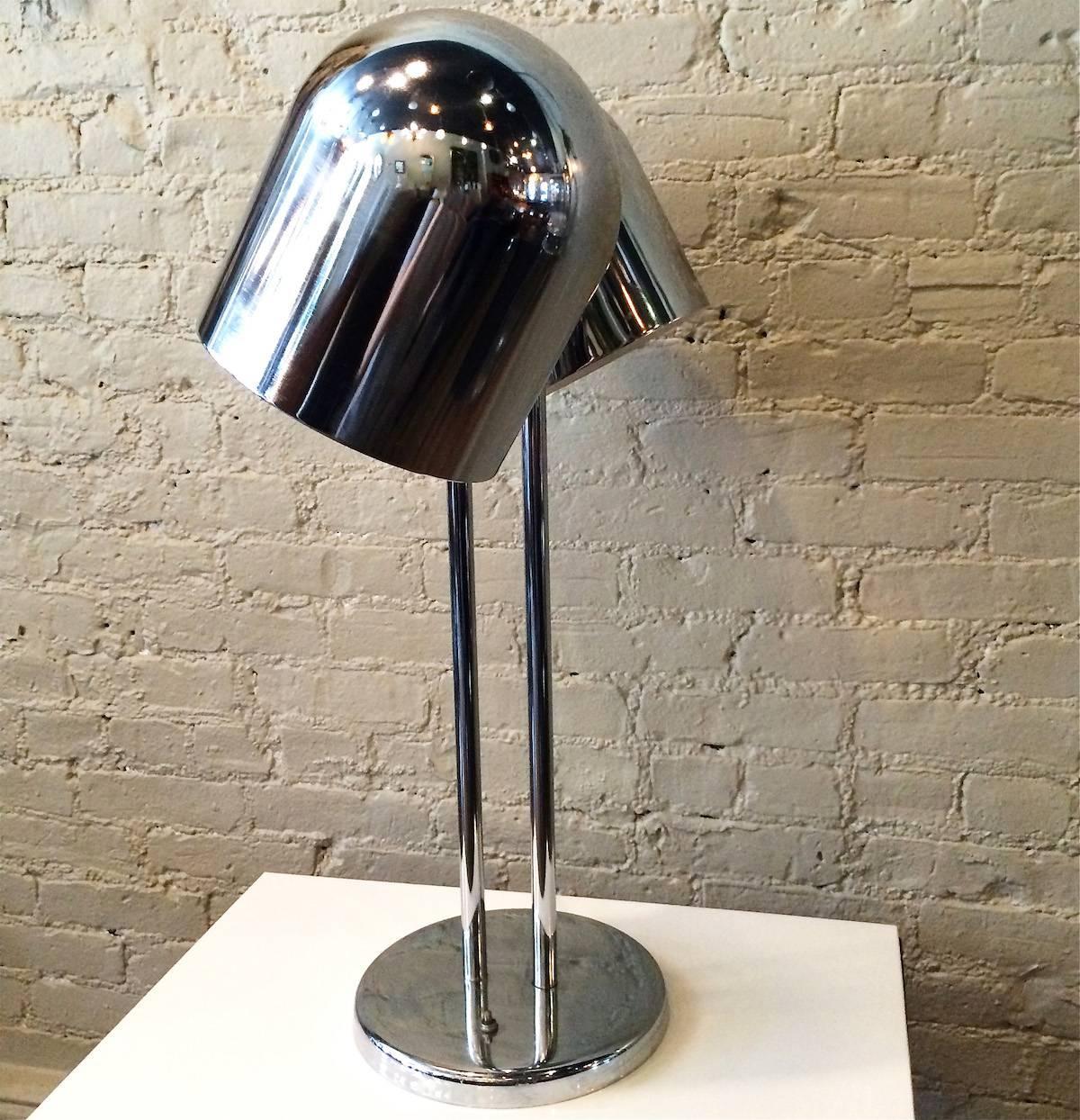 MidCentury Modern DoubleHeaded Chrome Desk Lamp by Sonneman For Sale