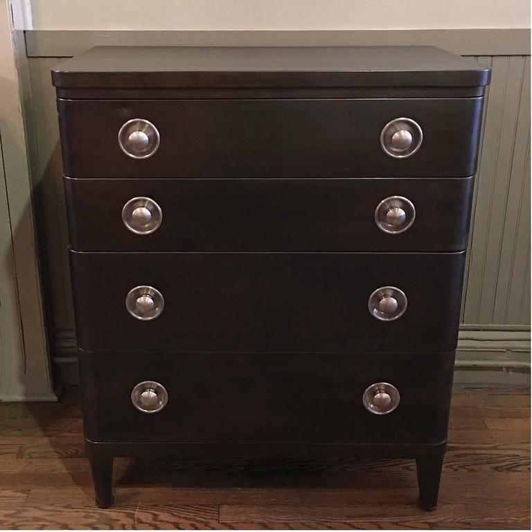Metal Finish Steel Highboy Dresser By Norman Bel Geddes For Art Deco Metal Finish Steel Highboy Dresser By Norman Bel Geddes For Simmons