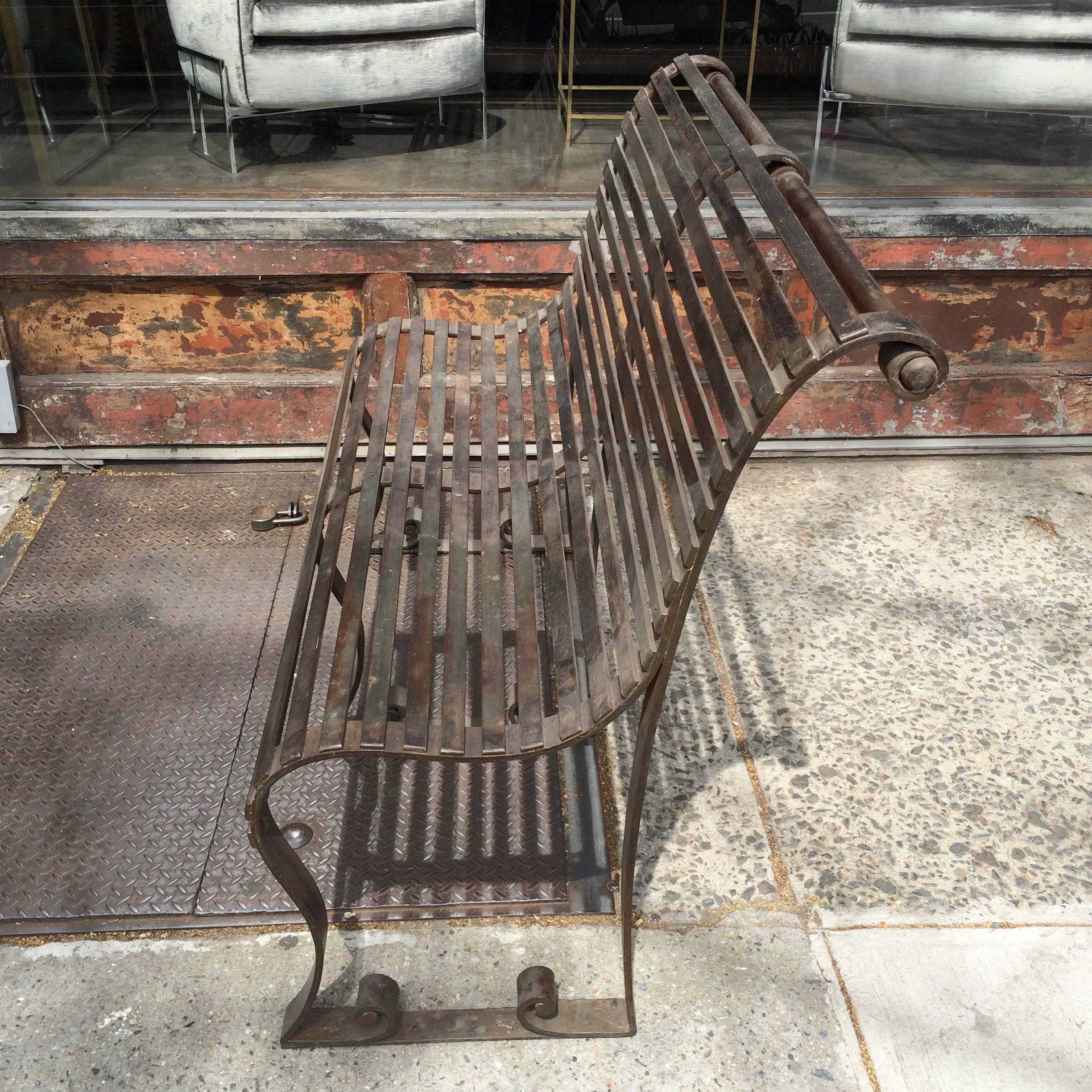 Late 19th Century Victorian Wrought Iron Park Bench 1