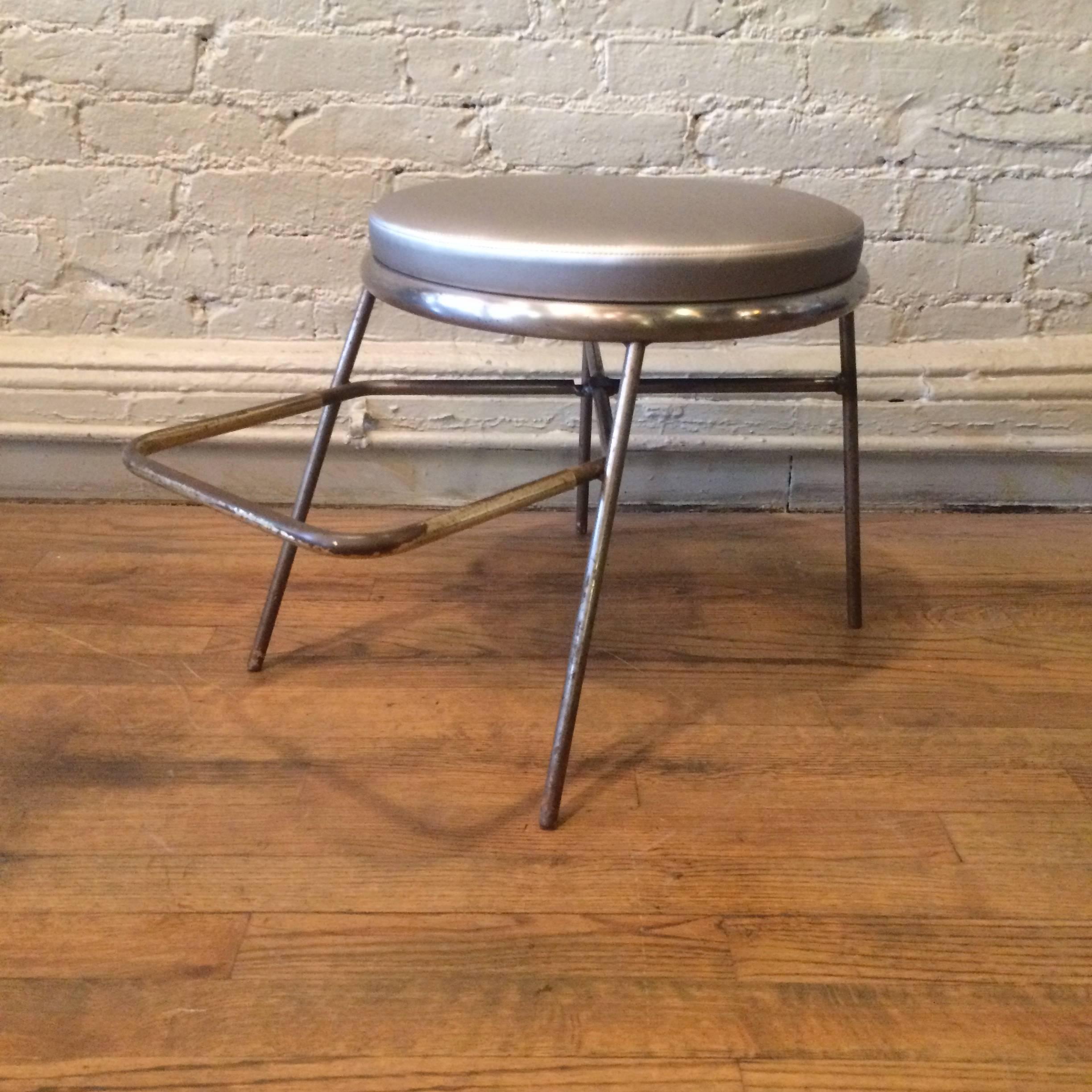 Mid-Century Modern Mid-Century Steel Shoe Fitting Stools with Footrests For Sale