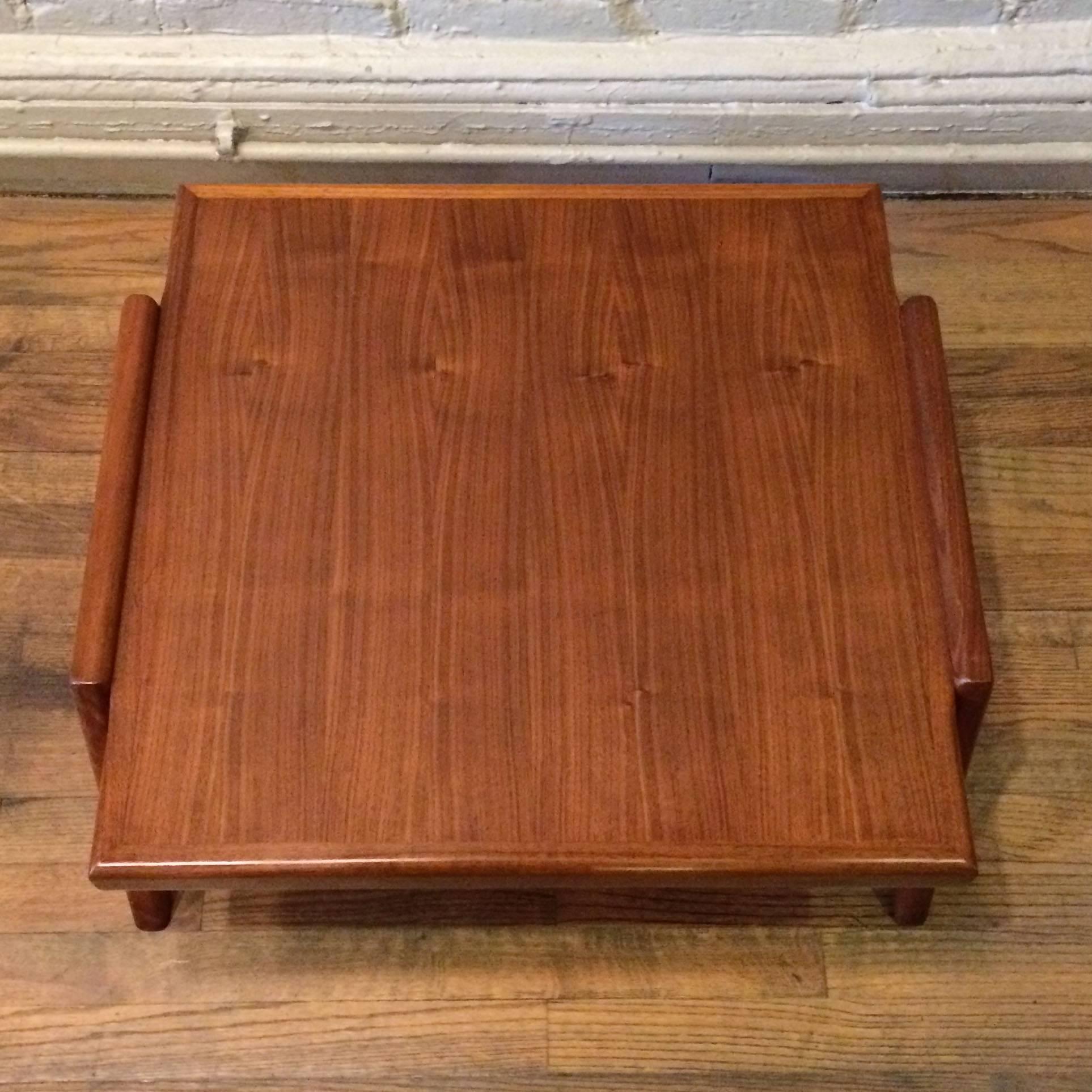 American Mid-Century Modern Low Walnut Side Table