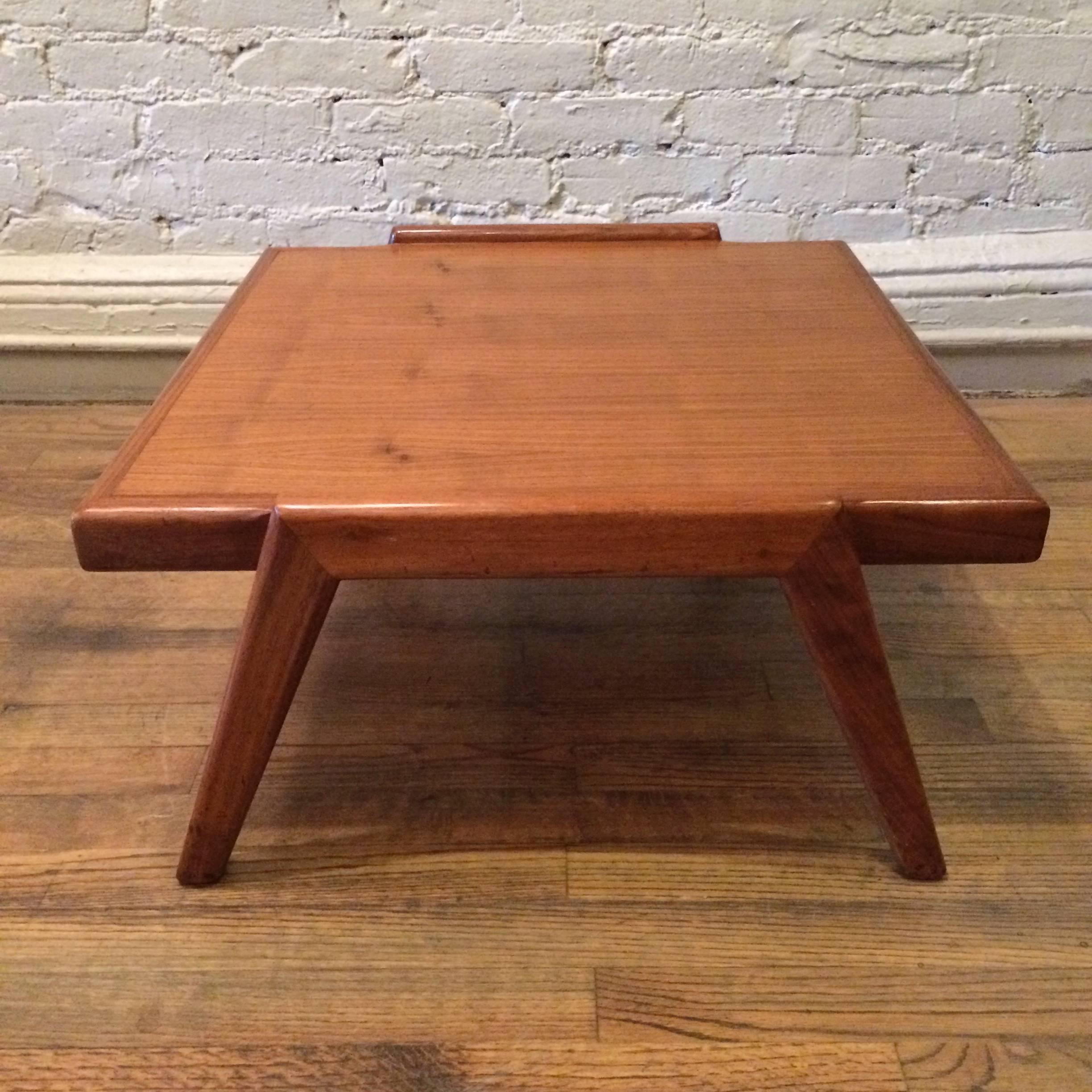 Mid-20th Century Mid-Century Modern Low Walnut Side Table
