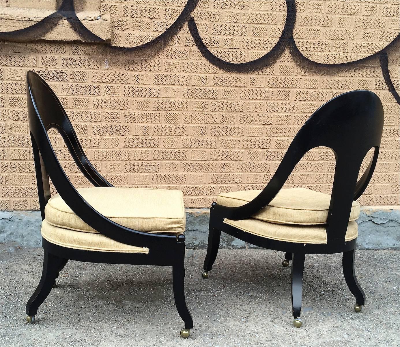 American Pair of Neoclassical Spoon Back Chairs in the Style of Michael Taylor for Baker