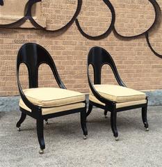 Pair of Neoclassical Spoon Back Chairs in the Style of Michael Taylor for Baker