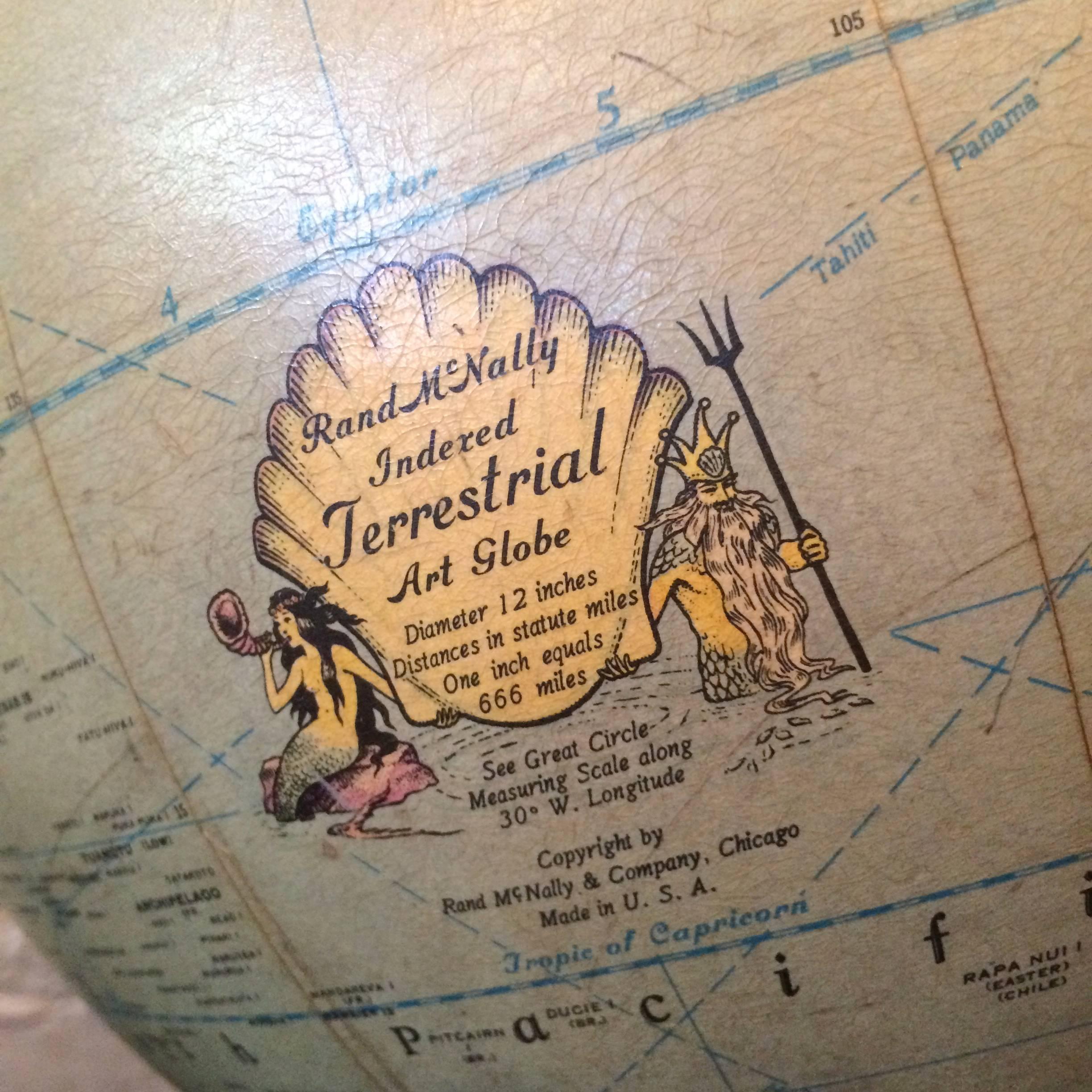 American Art Deco Indexed Terrestrial Art Globe By Rand McNally & Co.