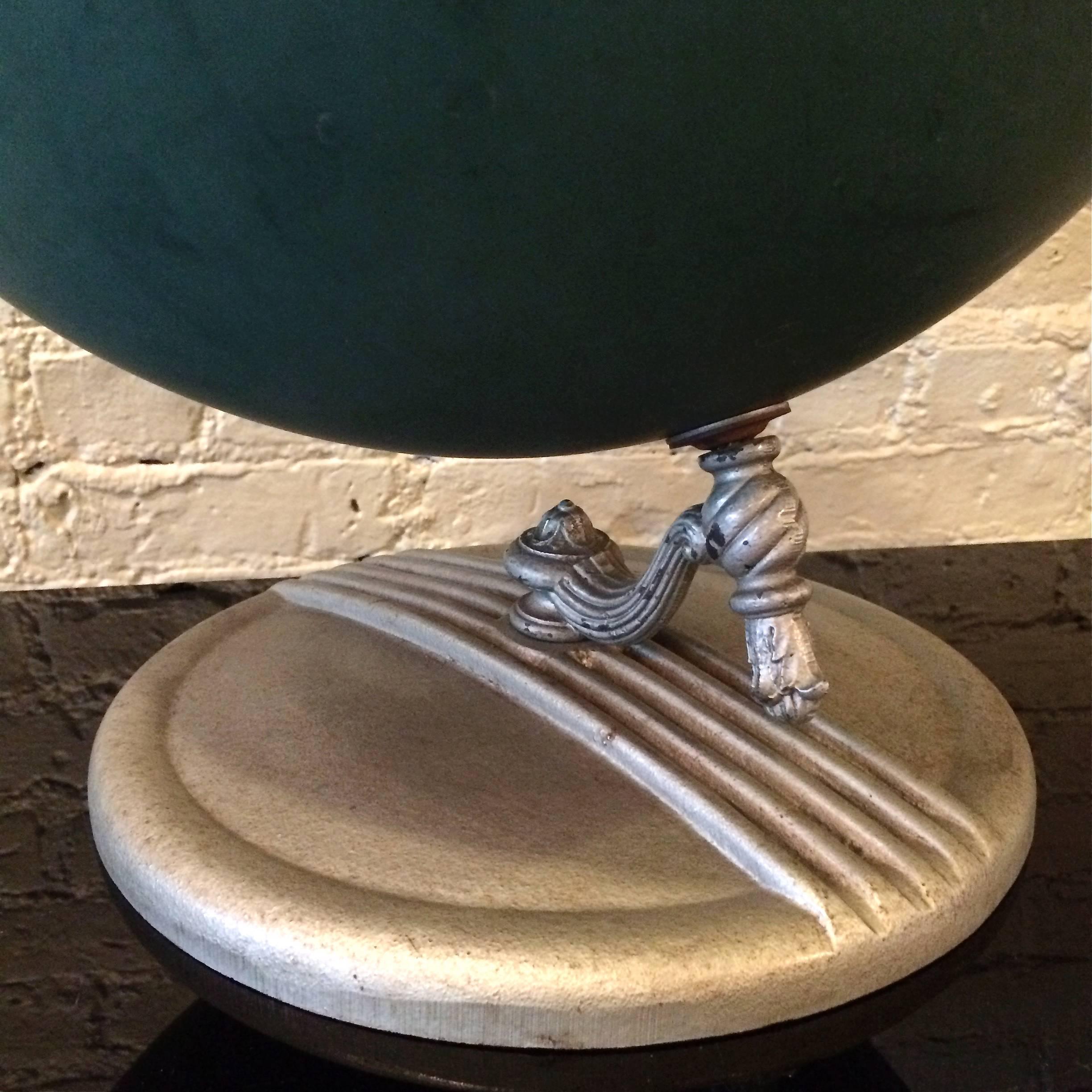 Unusual 1940s Composite and Zinc Tabletop Chalk Globe In Good Condition In Brooklyn, NY
