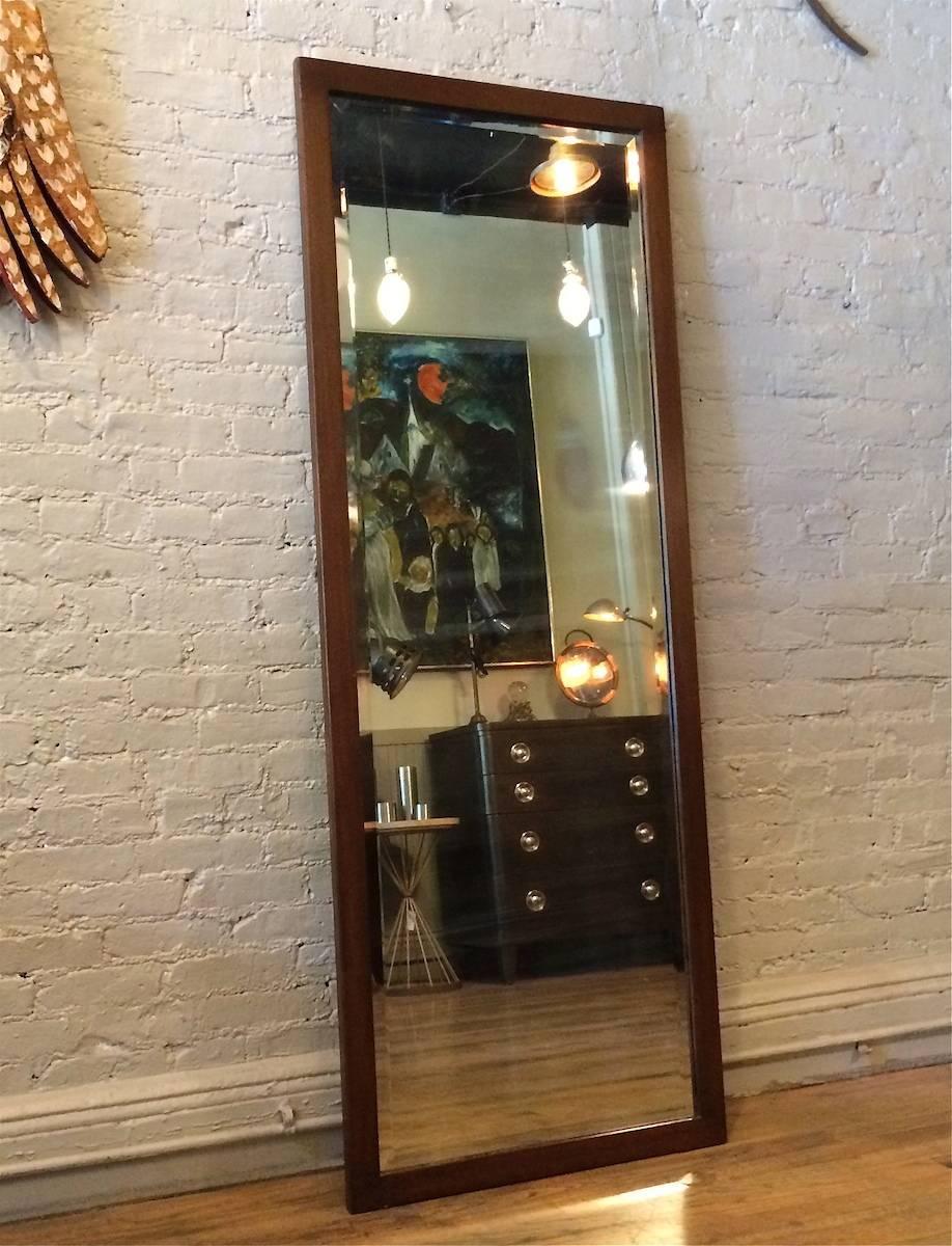 Craftsman Oak Frame Full Length Beveled Mirror For Sale at 1stdibs