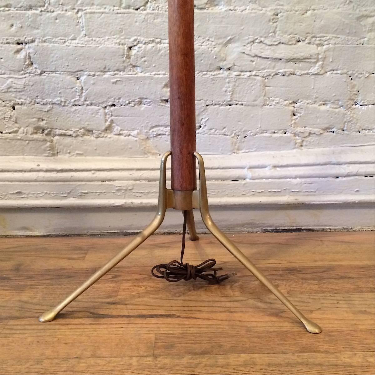 Walnut and Brass Torchiere Floor Lamp by Gerald Thurston for Lightolier 1