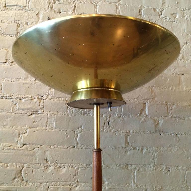 Walnut And Brass Torchiere Floor Lamp By Gerald Thurston For American Walnut And Brass Torchiere Floor Lamp By Gerald Thurston For Lightolier