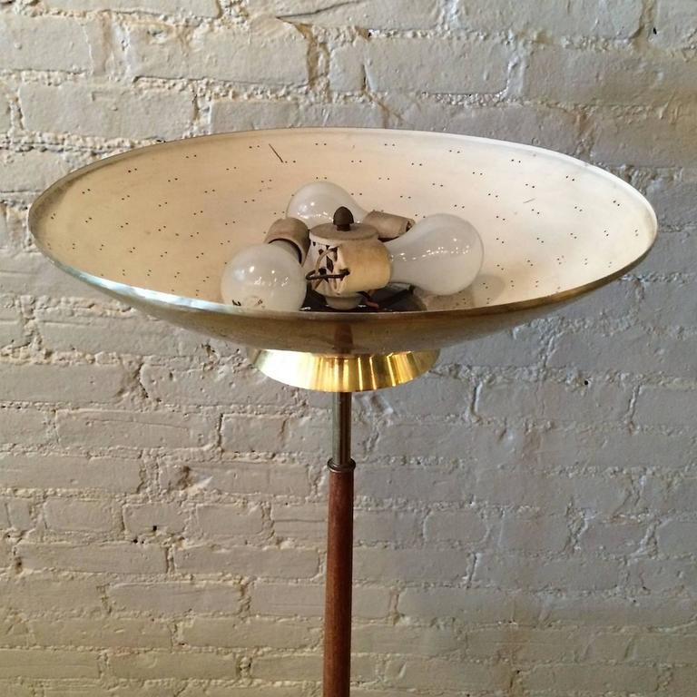 Walnut And Brass Torchiere Floor Lamp By Gerald Thurston For Walnut And Brass Torchiere Floor Lamp By Gerald Thurston For Lightolier 2