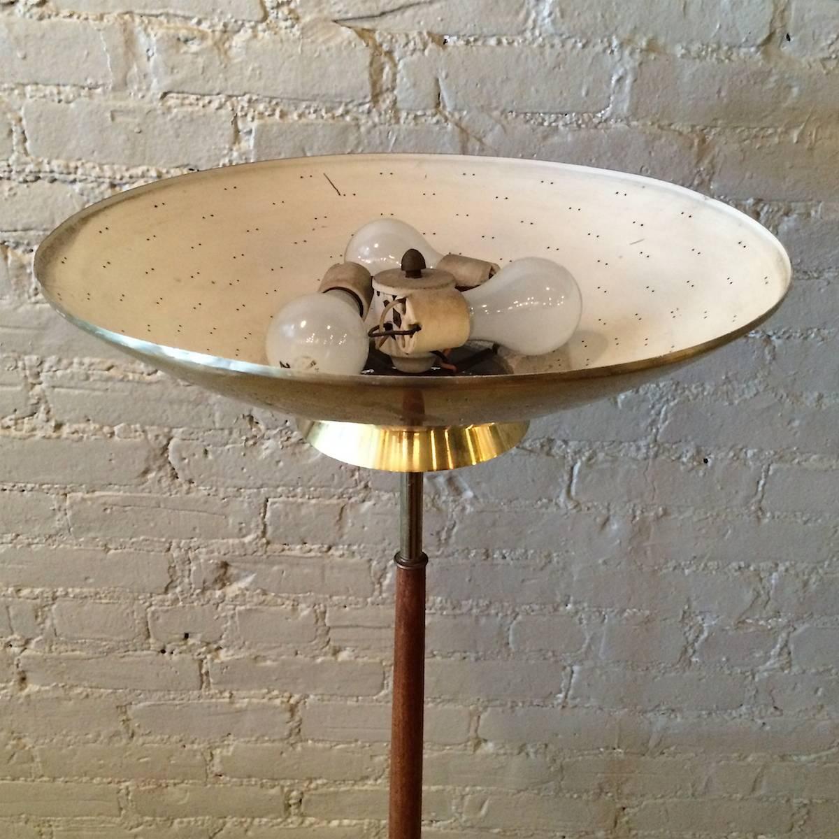 Walnut and Brass Torchiere Floor Lamp by Gerald Thurston for Lightolier 2
