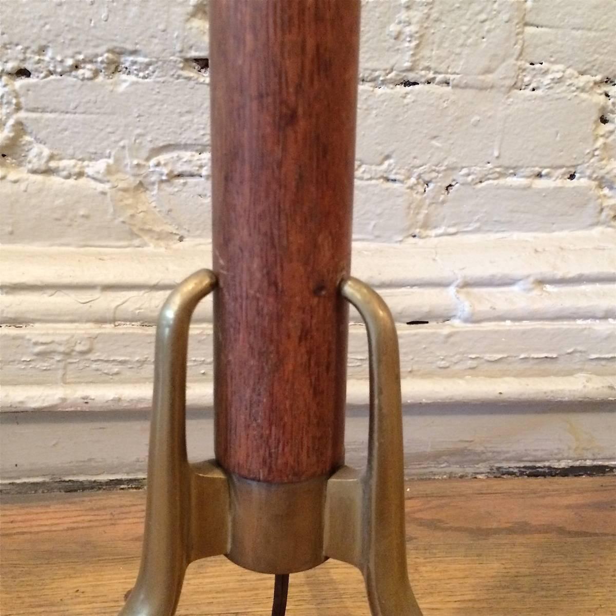 Walnut and Brass Torchiere Floor Lamp by Gerald Thurston for Lightolier 3