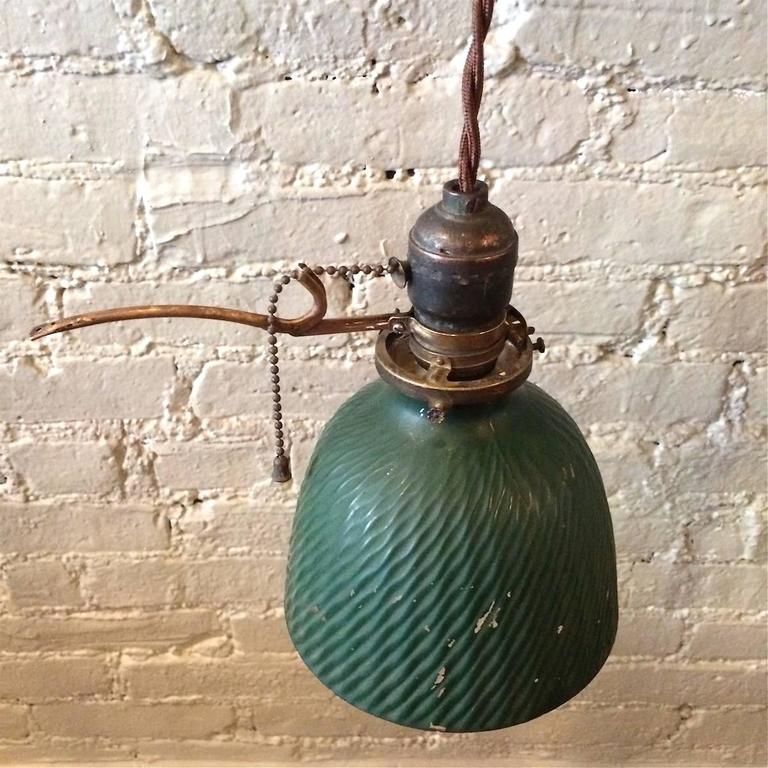 Petite Green X Ray Mercury Glass Pendant Light With Extension Arm Pull Chain