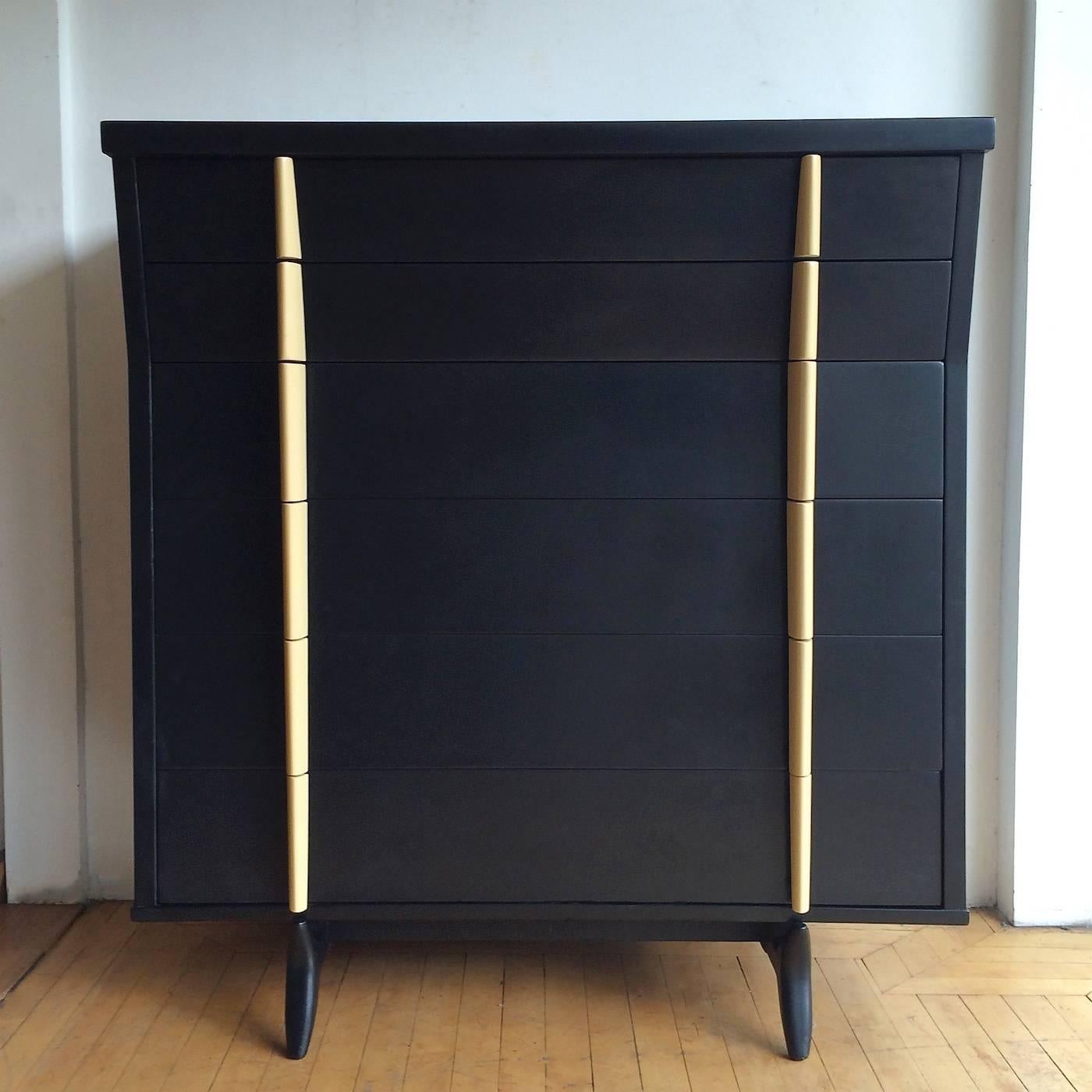 American Mid-Century Modern Architectural Two-Tone Lacquered Highboy Dresser