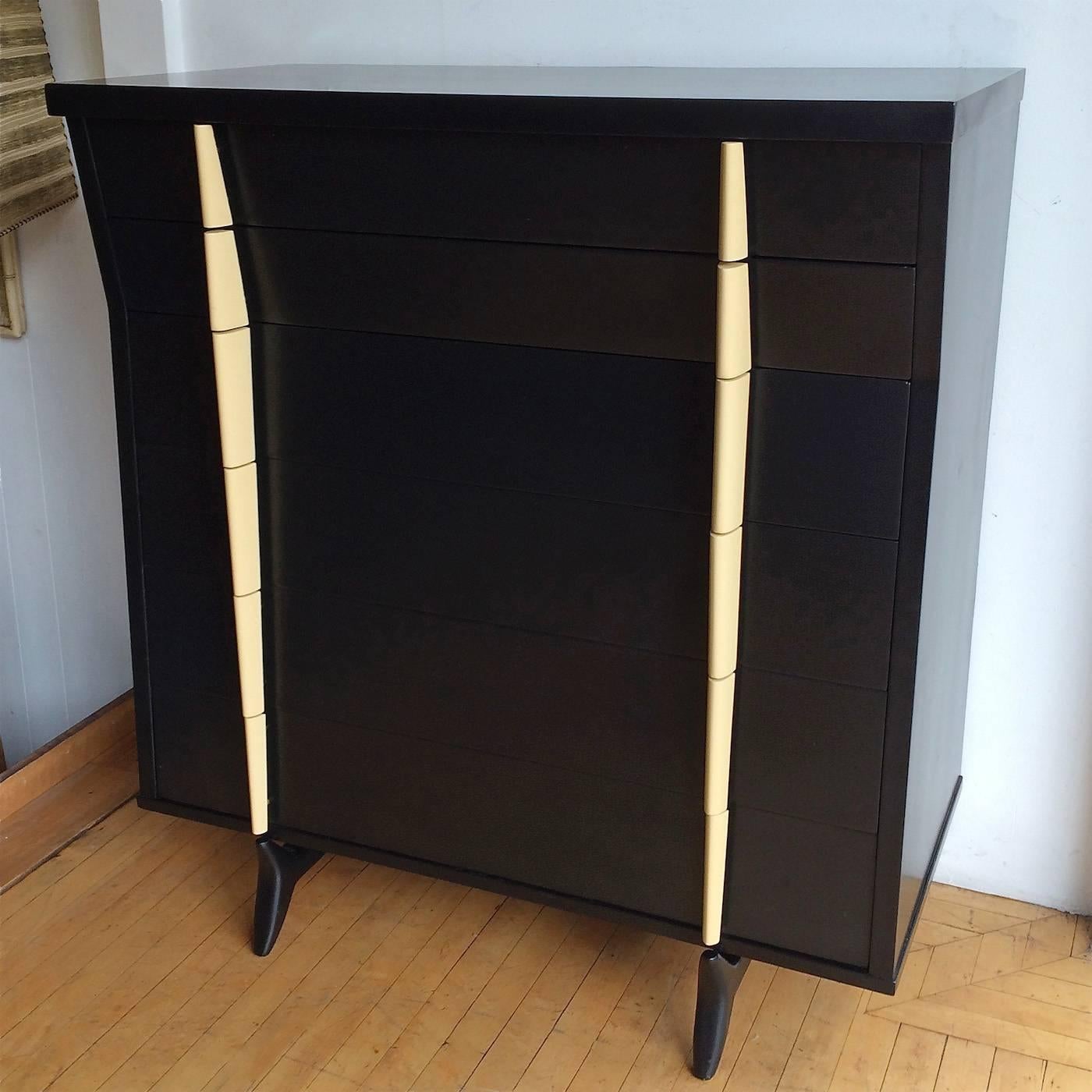 Mid-Century Modern Architectural Two-Tone Lacquered Highboy Dresser 2