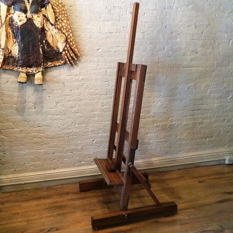 1920s Large Format American Craftsman Rolling Oak Artist Easel at 1stdibs