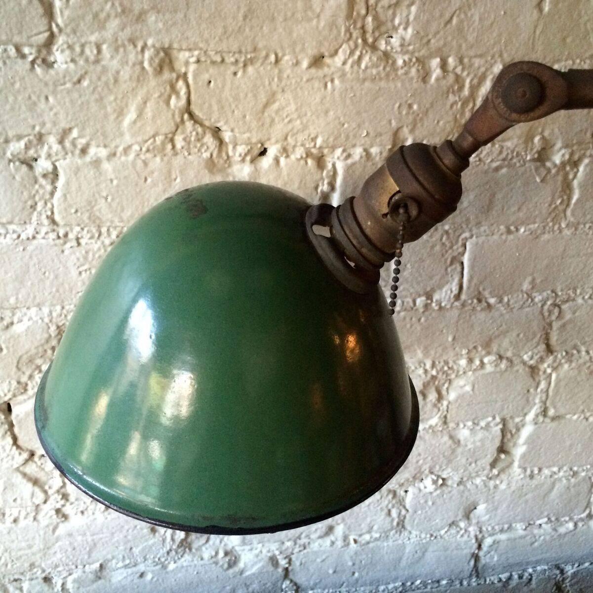 Brass Early Rare O.C. White Industrial Table Task Lamp