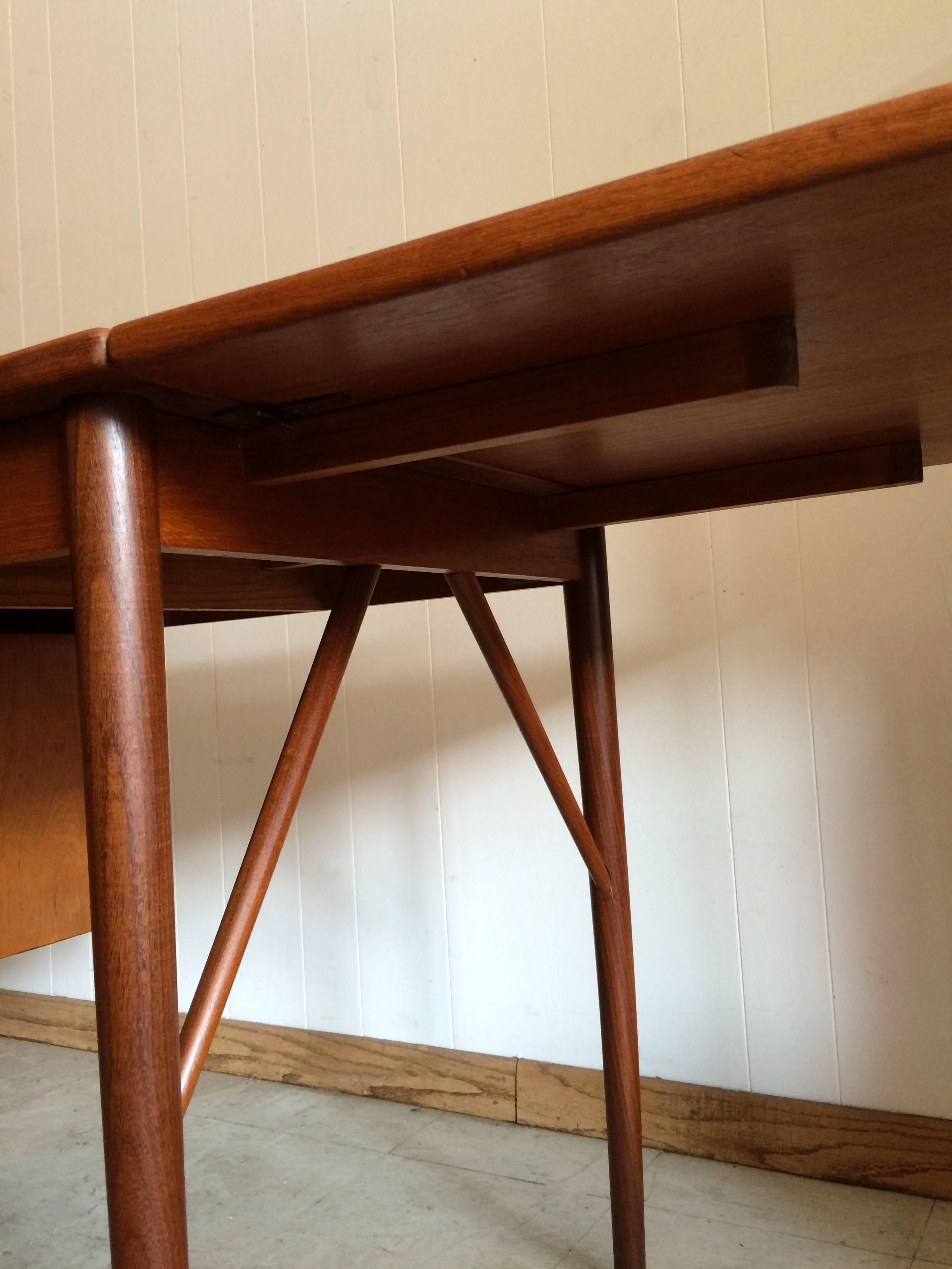 Danish Modern Teak Drop-Leaf Desk with Finished Bookshelf Back 1