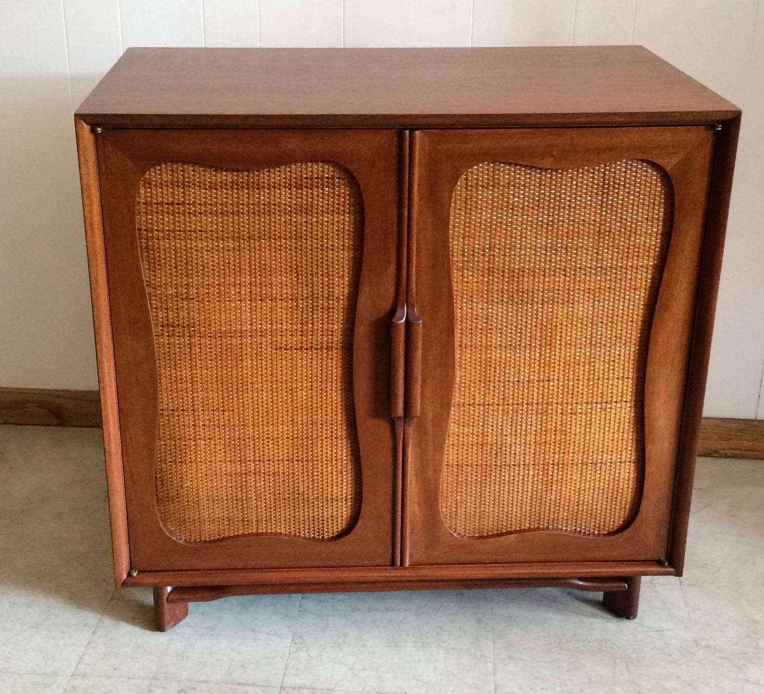 Hickory Furniture Company Rattan Front Mahogany Dresser For Sale at 1stdibs
