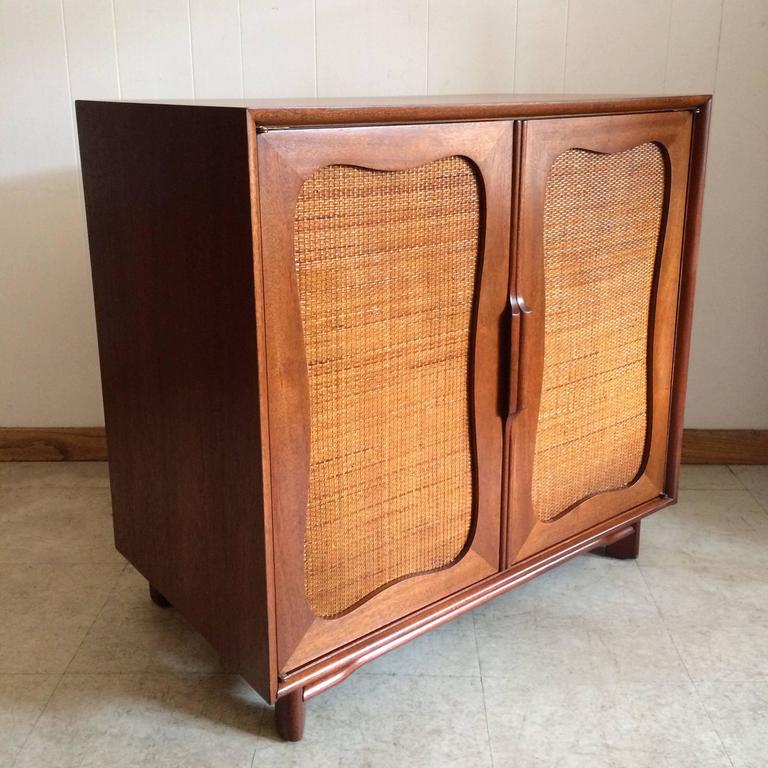 Hickory Furniture Company Rattan Front Mahogany Dresser at 1stDibs