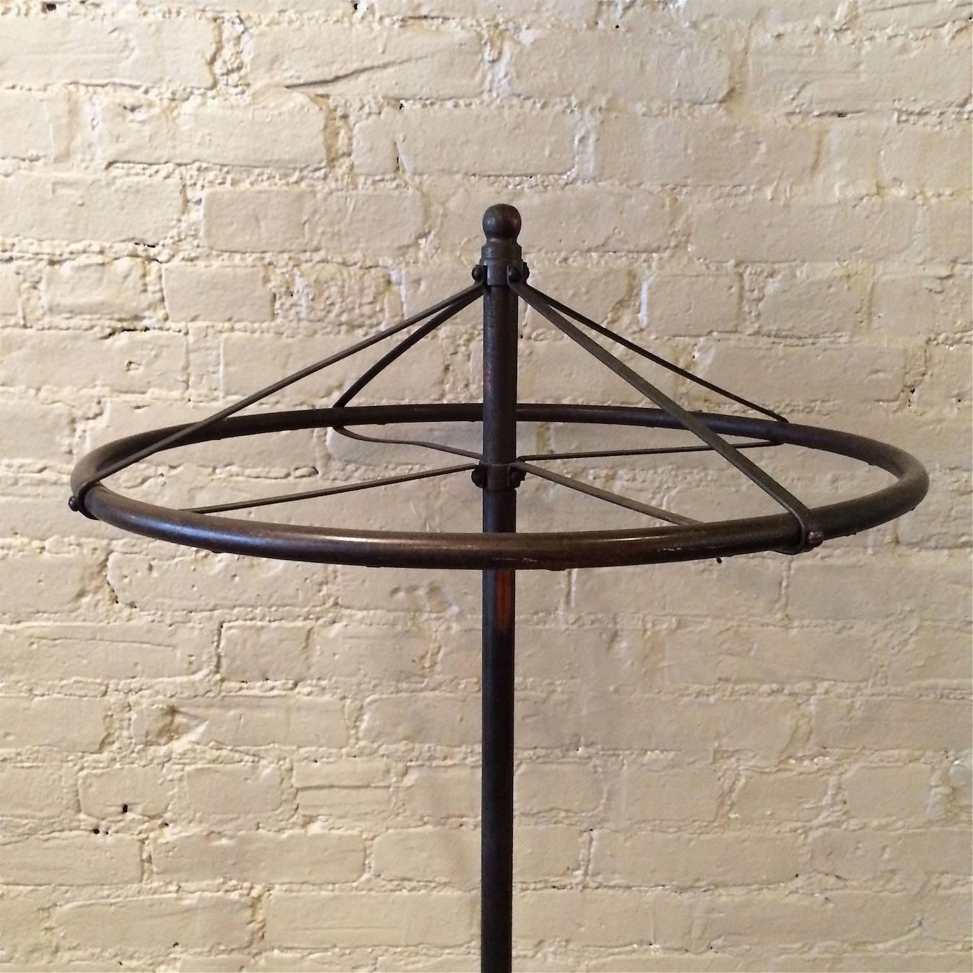 American Rare Early 20th Century Industrial Japanned Steel Lingerie Rounder Rack