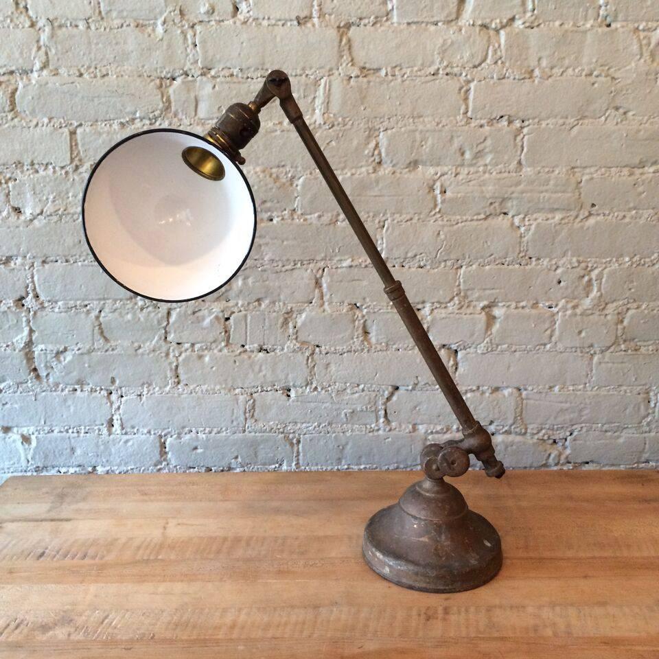 O.C. White Telescopic Arm Brass Task Lamp In Good Condition In Brooklyn, NY