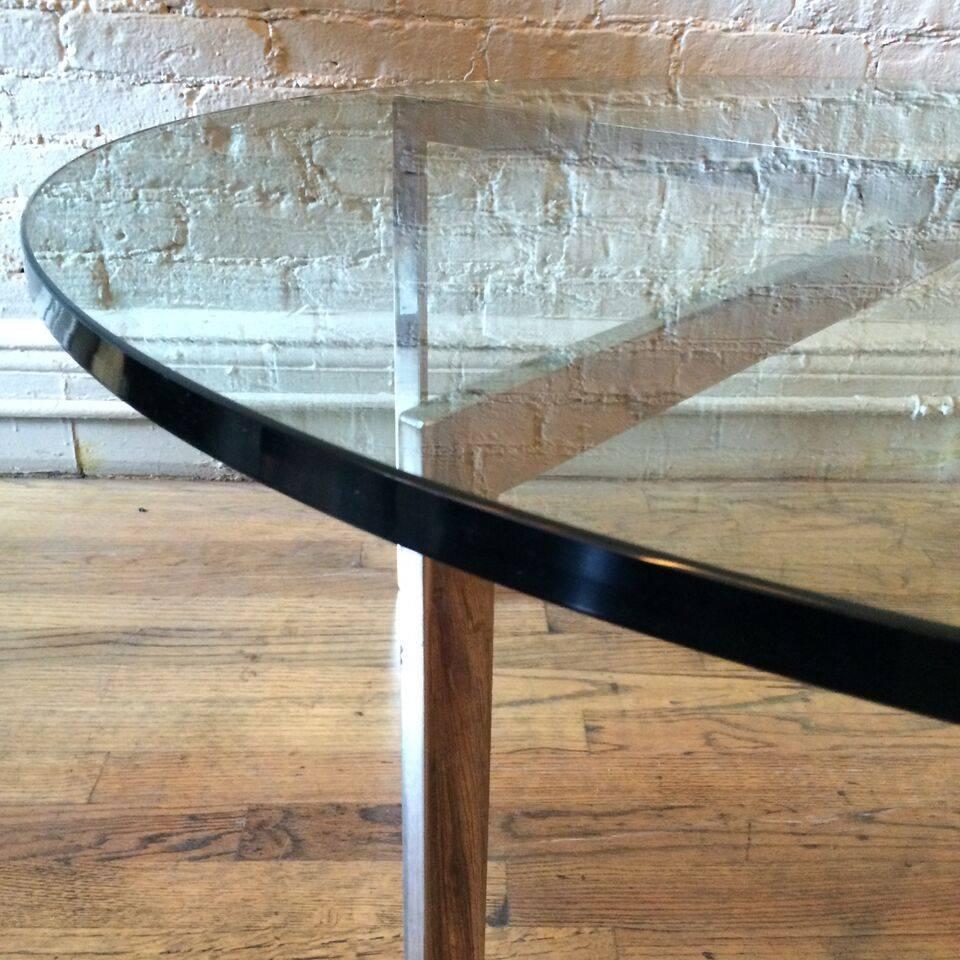 American Chrome X-Base Coffee Table with Green Glass Top