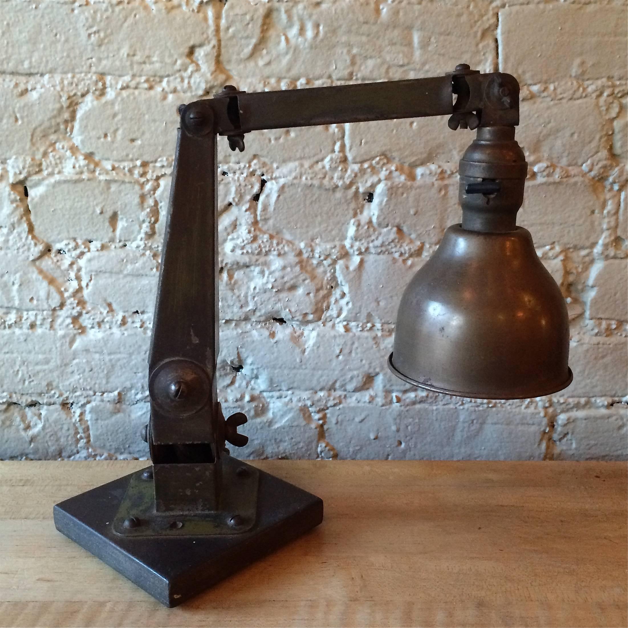 American Industrial Articulating Desk Top Task Lamp For Sale