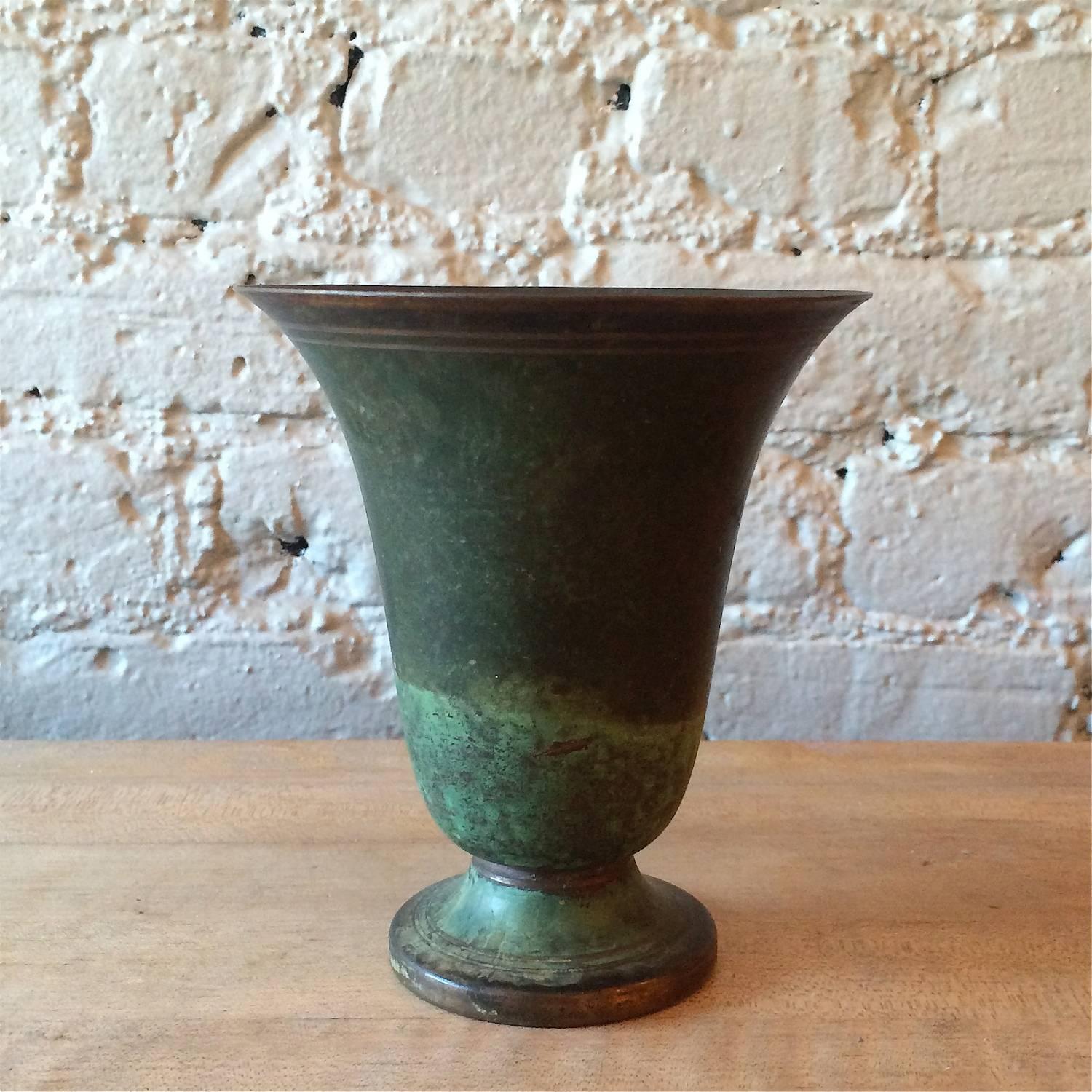 Pair of Bronze Verdigris Vases by Carl Sorenson In Good Condition In Brooklyn, NY