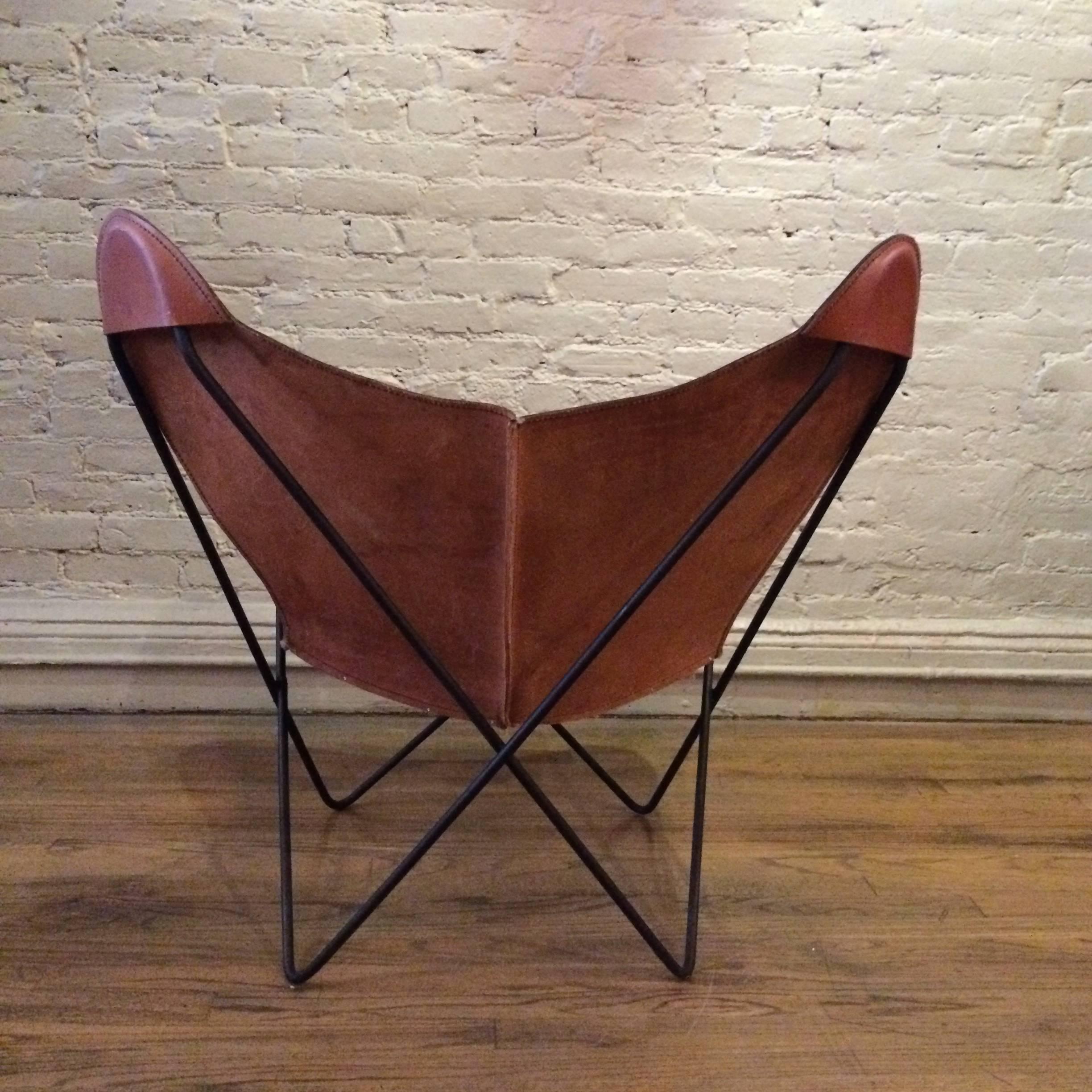 Mid-Century Modern Leather Butterfly Chair by Jorge Ferrari-Hardoy for Knoll