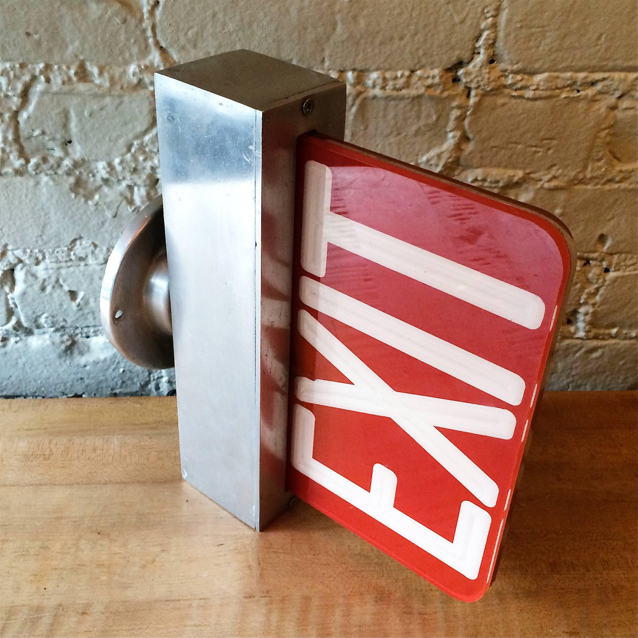 Mid-20th Century Double-Sided Ceiling Flush Mount Exit Sign Light