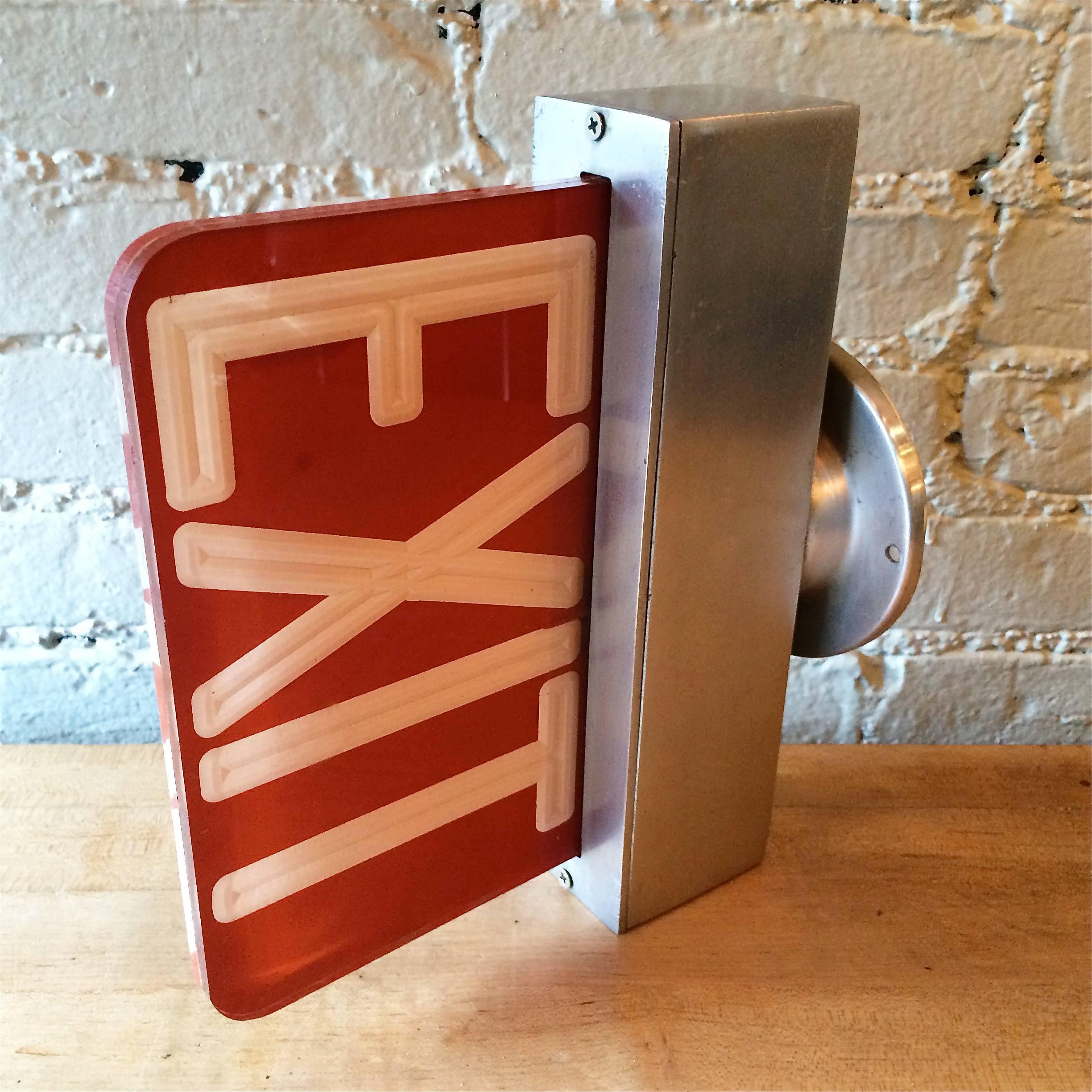 Double-Sided Ceiling Flush Mount Exit Sign Light In Good Condition In Brooklyn, NY