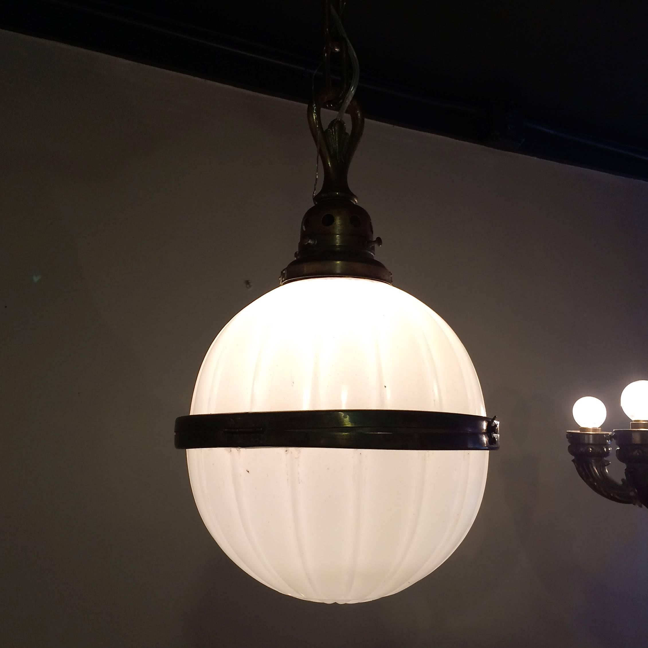 milk glass globe pendant light