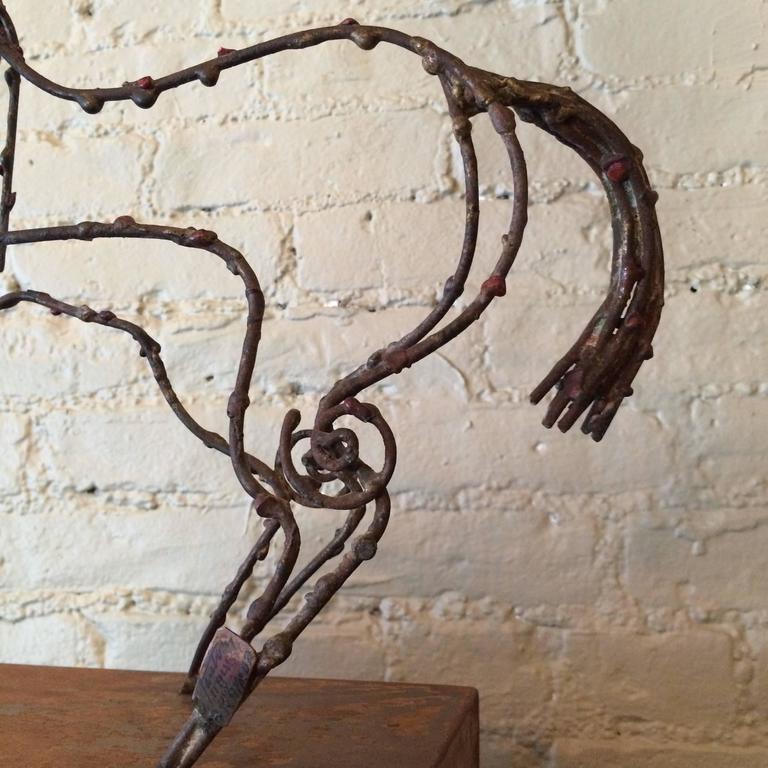 Metal Abstract Brutalist Wire Horse Sculpture Marcello Fantoni for Raymor For Sale