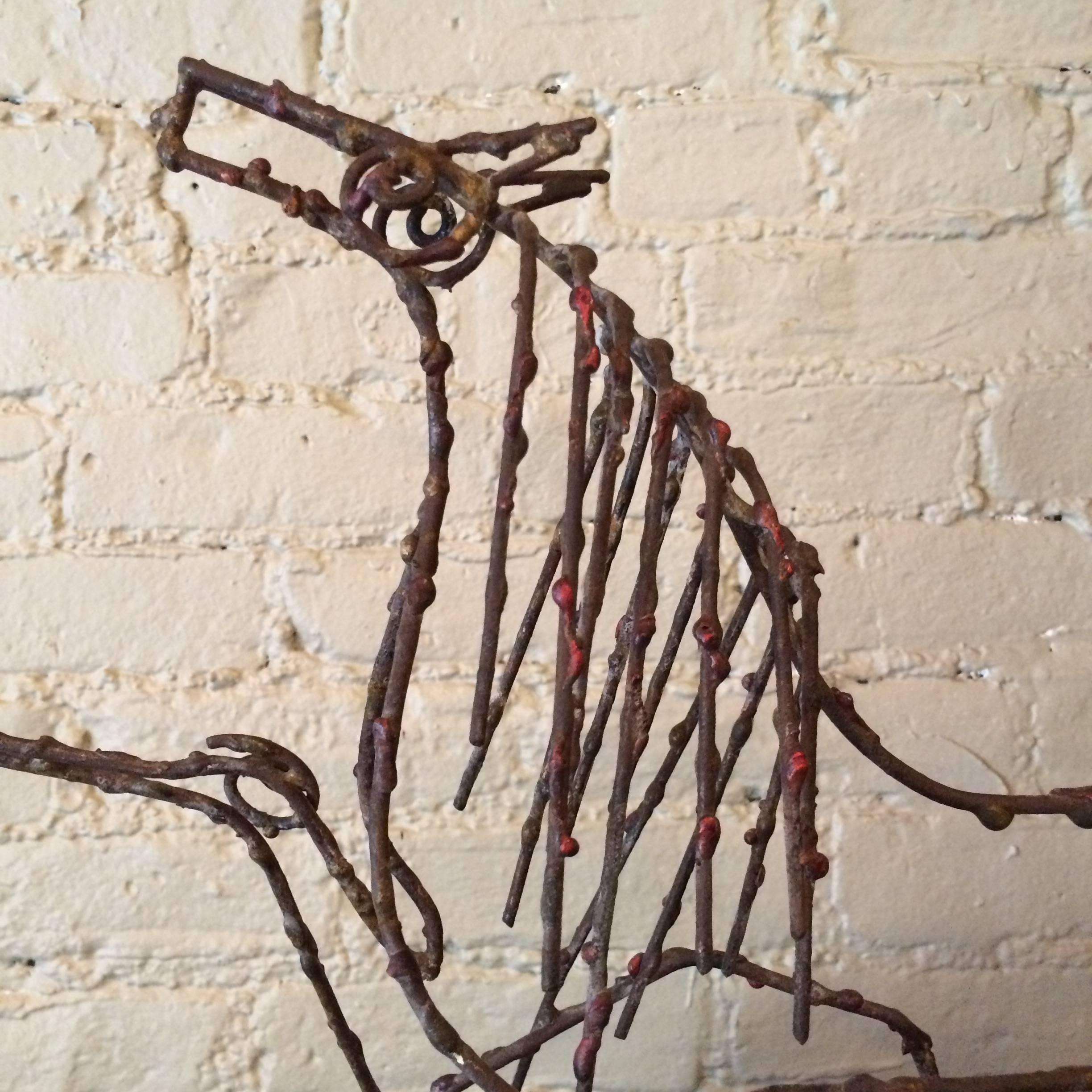 Italian Abstract Brutalist Wire Horse Sculpture Marcello Fantoni for Raymor For Sale