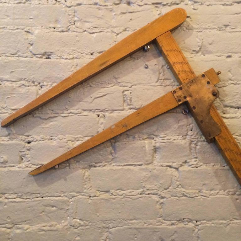 Early 20th Century Wood and Brass Log Calipers at 1stDibs wood caliper, wooden calipers, wood