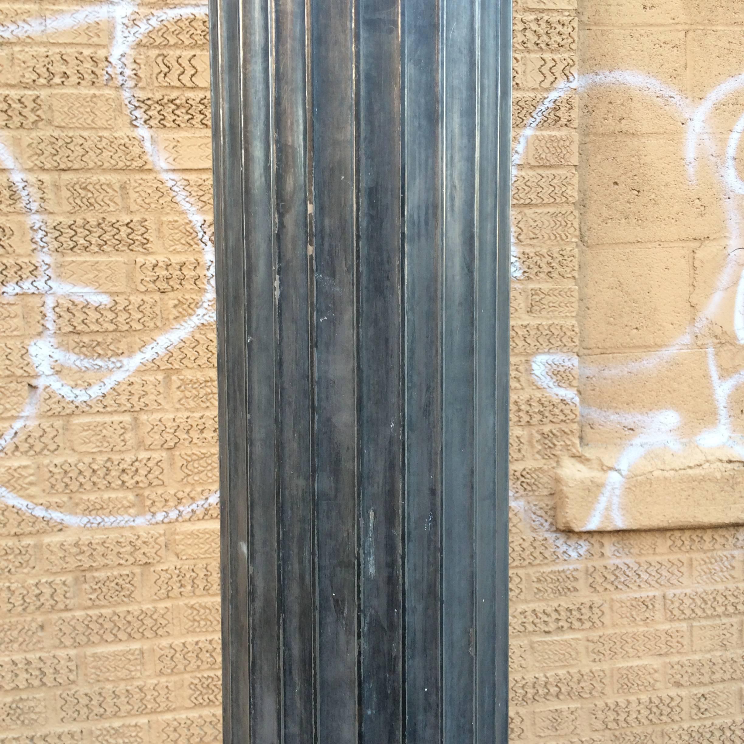 Industrial Pair of Architectural Gunmetal Steel Fluted Columns