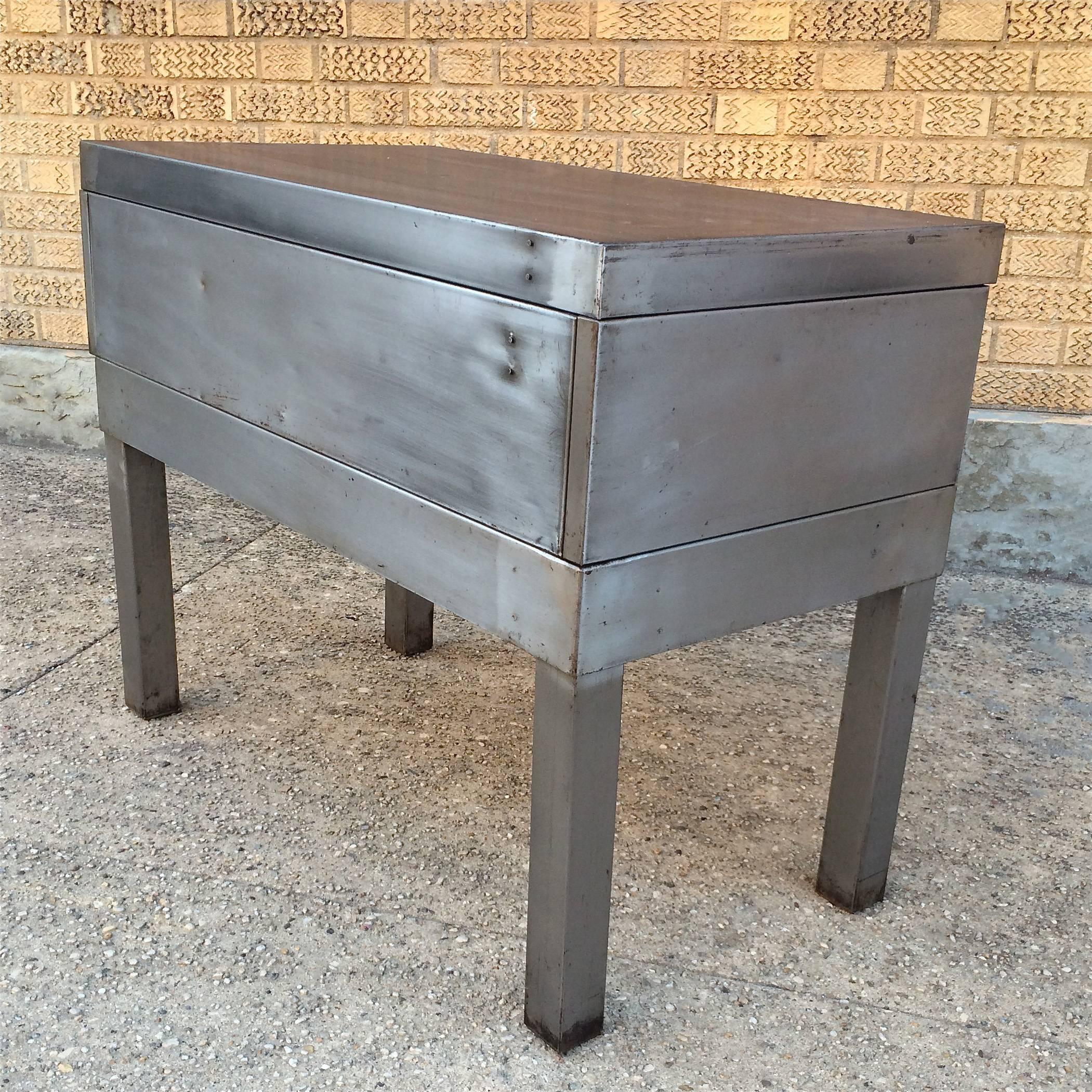 Brass Mid-Century Brushed Steel Cabinet Console by Library Bureau Solemakers