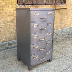 Mid-Century Brushed Steel Office Filing Cabinet